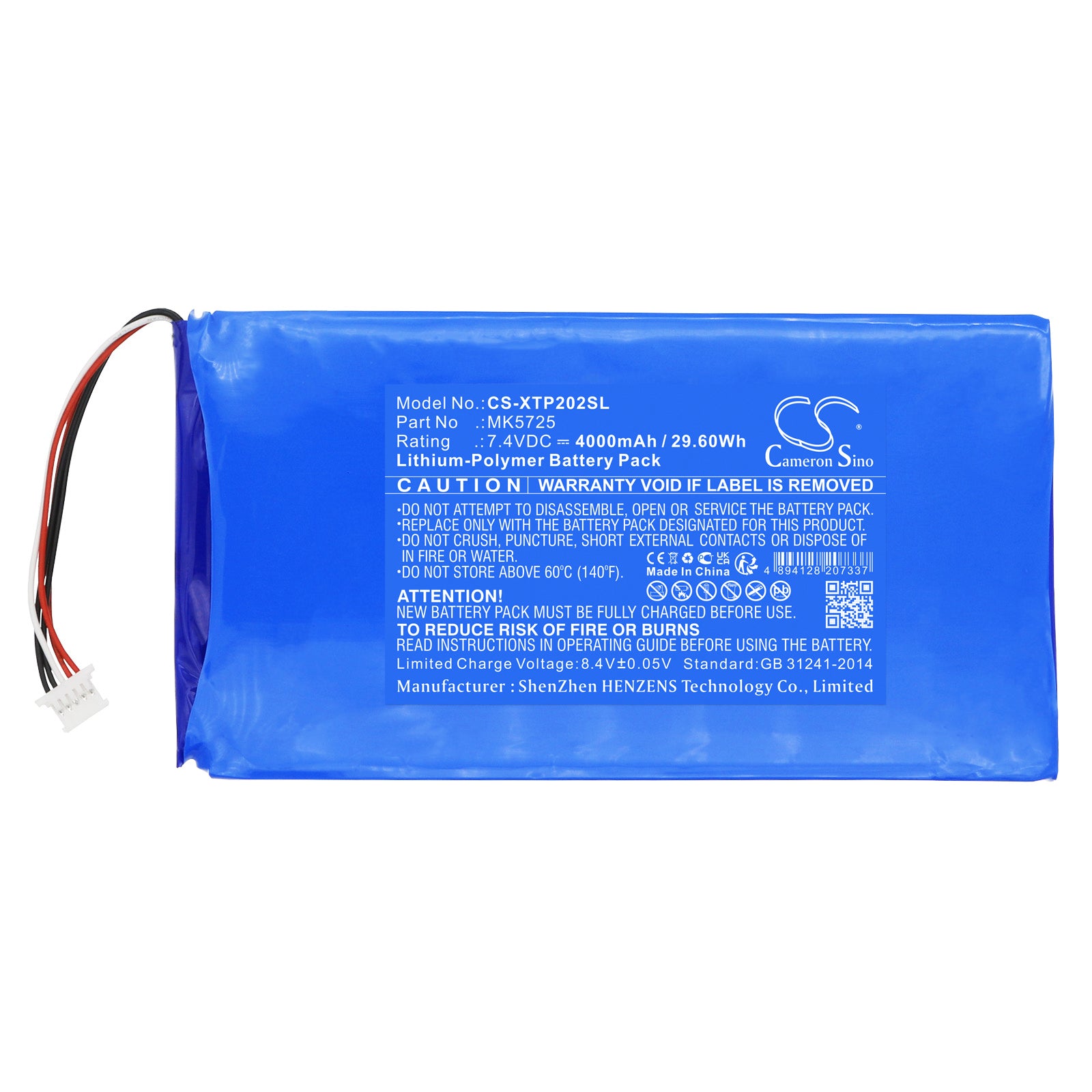 Li-Polymer, Diagnostic Scanner Battery fits Xtool Ez500, Ez500hd, 7.4V, 4000mAh Diagnostic Scanner Cameron Sino Technology Limited