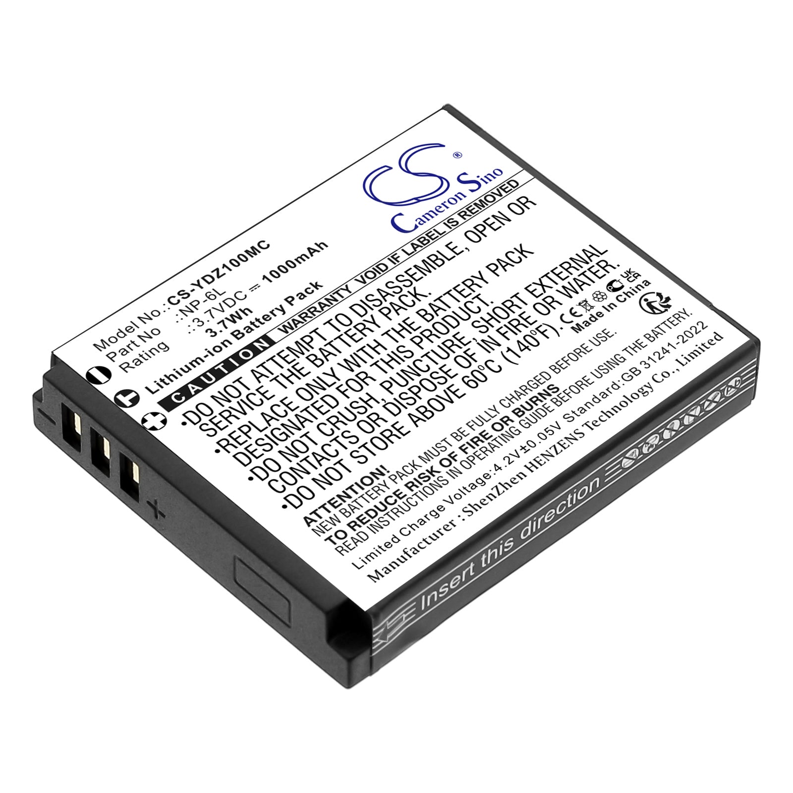 3.7V, Li-ion, 1000mAh, Battery fits Minolta MND20, MND23 | Generic FHD 1080P 44MP Digital Camera, 3.7Wh Camera Cameron Sino Technology Limited