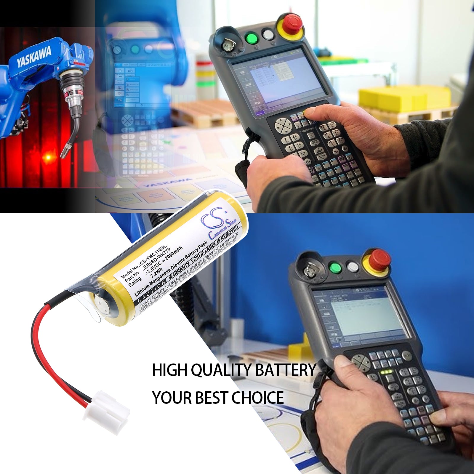 3.6V, Li-MnO2, 2000mAh, Battery fits Yaskawa YRC1000, 7.2Wh PLC Cameron Sino Technology Limited
