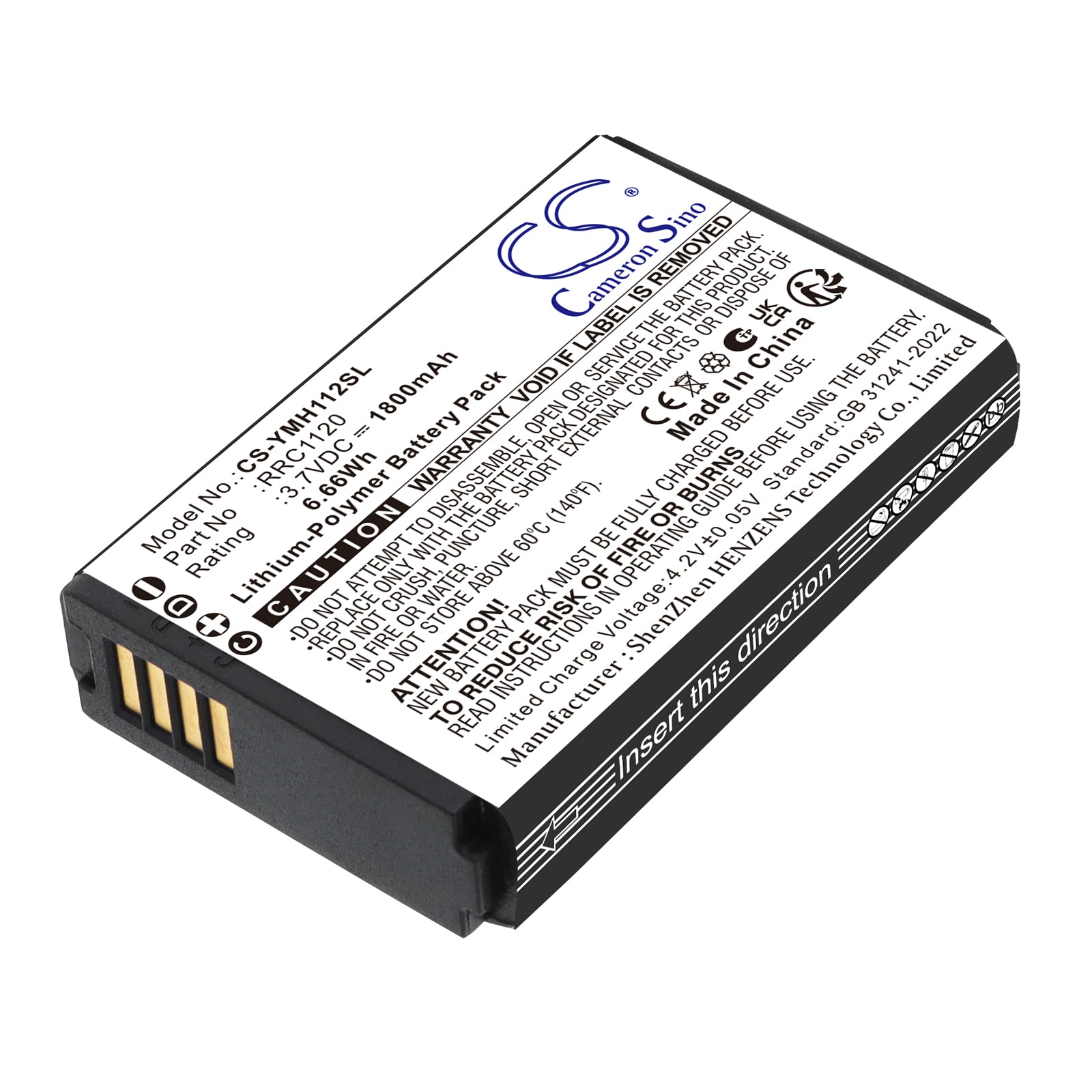 3.7V, Li-Polymer, 1800mAh, Battery fits Yamaha RM-WGL, RM-WGL Wireless Directional Tabletop Microphone, 6.66Wh Communication & Conferencing Cameron Sino Technology Limited