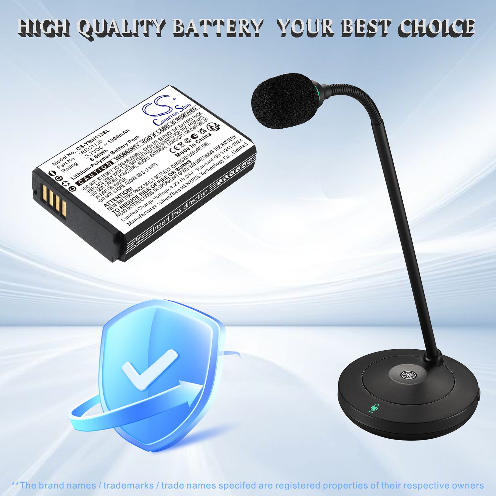 3.7V, Li-Polymer, 1800mAh, Battery fits Yamaha RM-WGL, RM-WGL Wireless Directional Tabletop Microphone, 6.66Wh Communication & Conferencing Cameron Sino Technology Limited