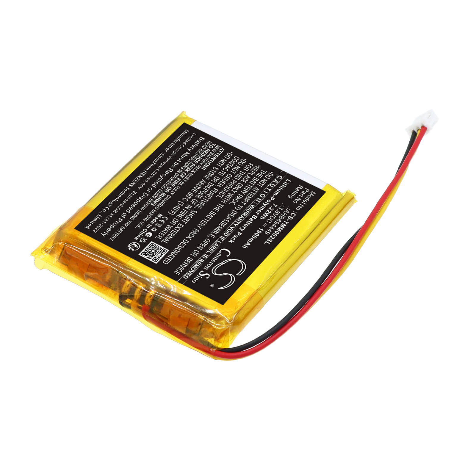 3.8V, Li-Polymer, 1900mAh, Battery fits Yoto YM002, Mini 2024, 7.22Wh Speaker Cameron Sino Technology Limited