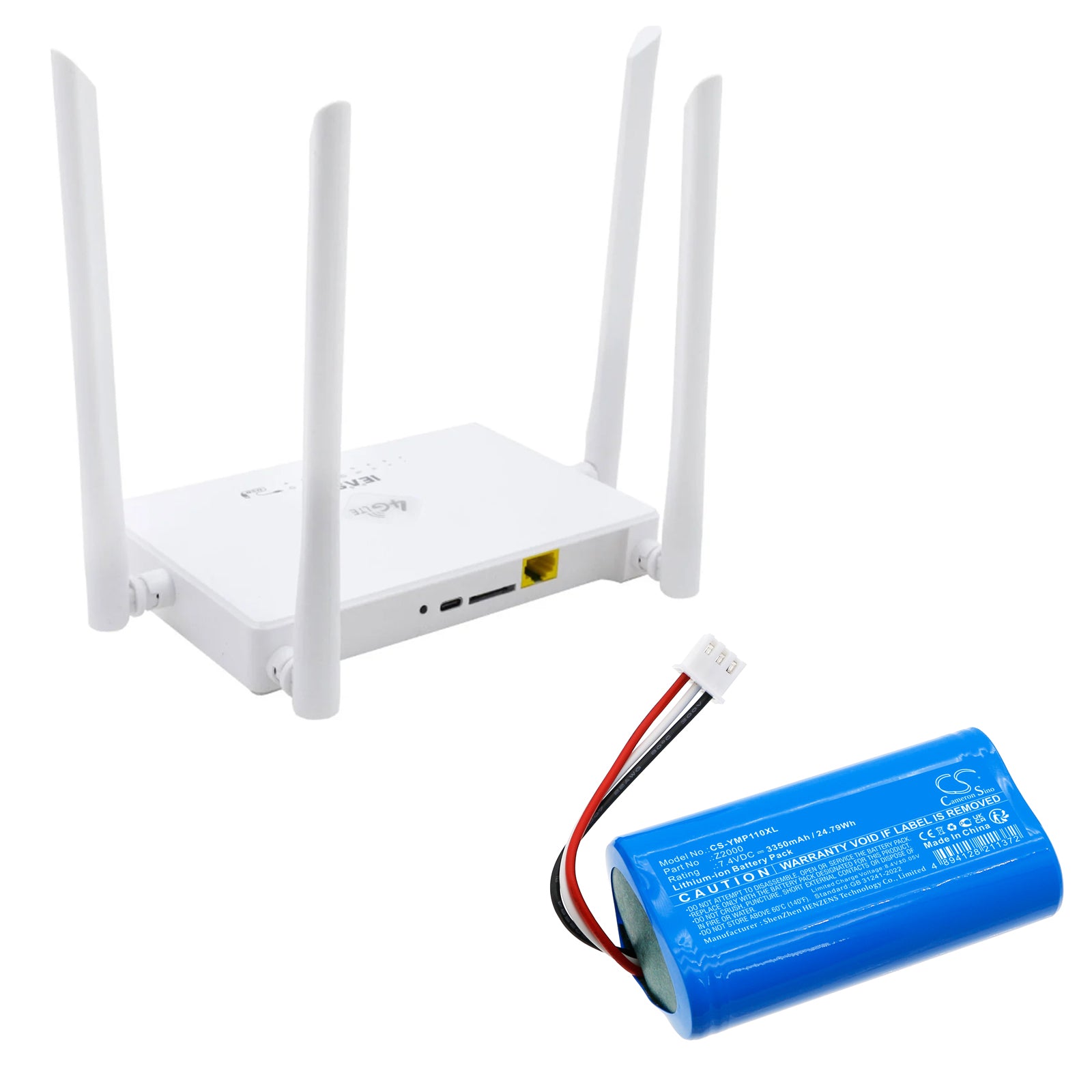 7.4V, Li-ion, 3350mAh, Battery fits Yeacomm M60, S10, 24.79Wh Cable Modem Cameron Sino Technology Limited