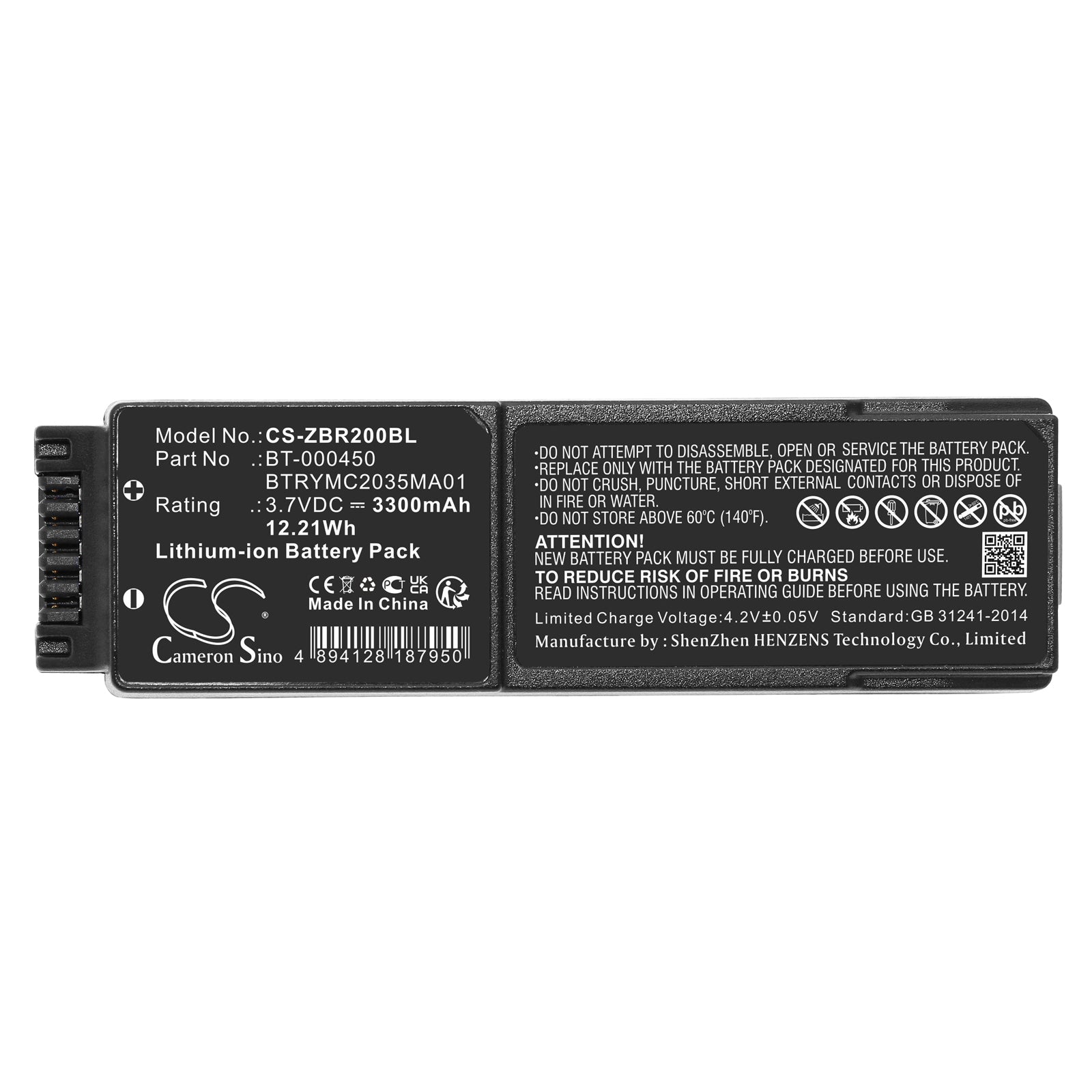 Li-ion, Barcode Scanner Battery fits Zebra Mc20, 3.7V, 3300mAh Barcode Scanner Cameron Sino Technology Limited