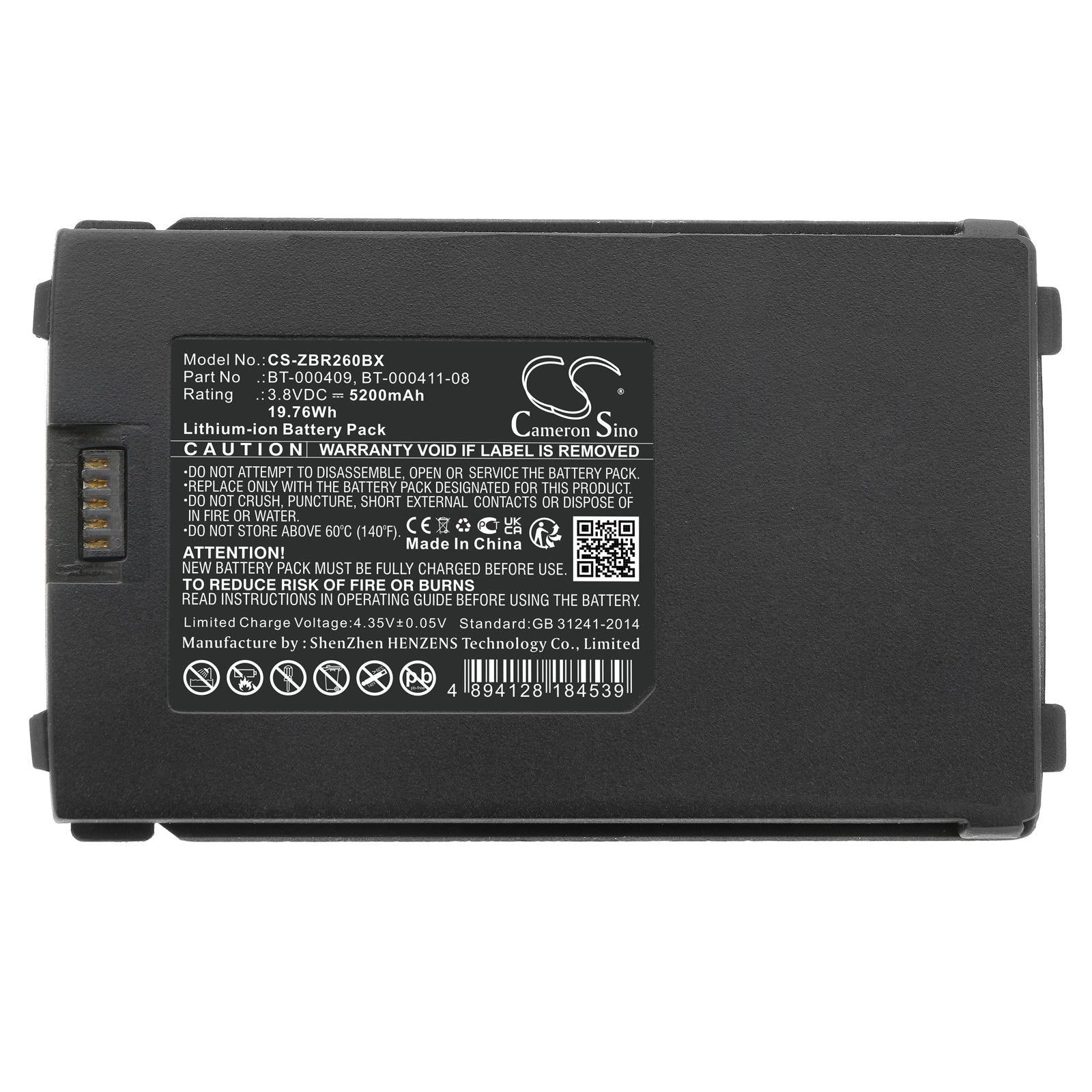 3.8V, Li-ion, 5200mAh, Battery fits Zebra TC21, TC26, 19.76Wh Barcode Scanner Cameron Sino Technology Limited
