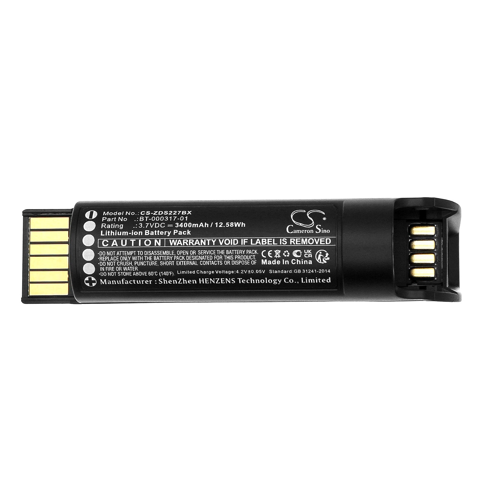 Li-ion, Barcode Scanner Battery fits Zebra Cr2278, Cr2278-pc, 3.7V, 3400mAh Barcode Scanner Cameron Sino Technology Limited
