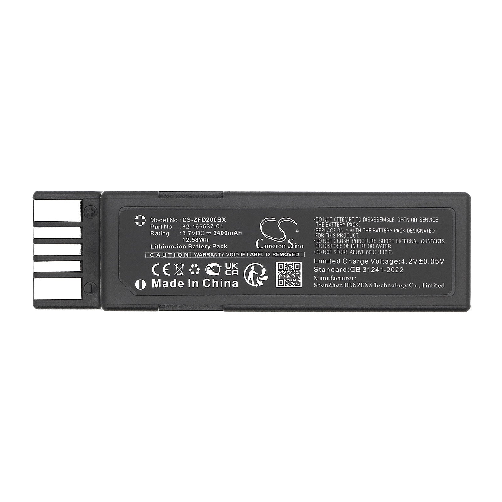 3.7V, Li-ion, 3400mAh, Battery fits Zebra RFD2000, 12.58Wh Barcode Scanner Cameron Sino Technology Limited