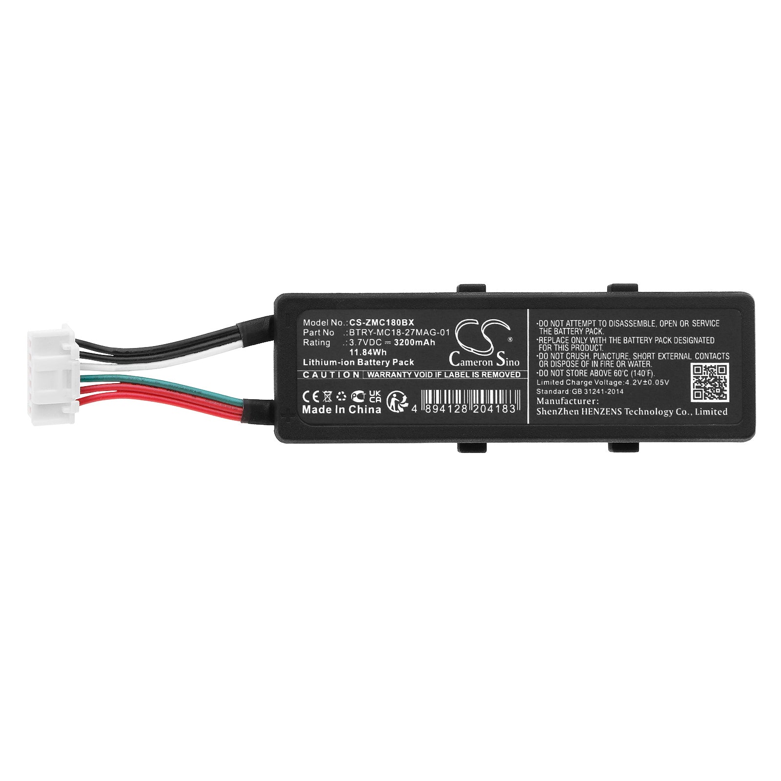 Li-ion, Barcode Scanner Battery fits Zebra Mc18, Mc18n0, 3.7V, 3200mAh Barcode Scanner Cameron Sino Technology Limited