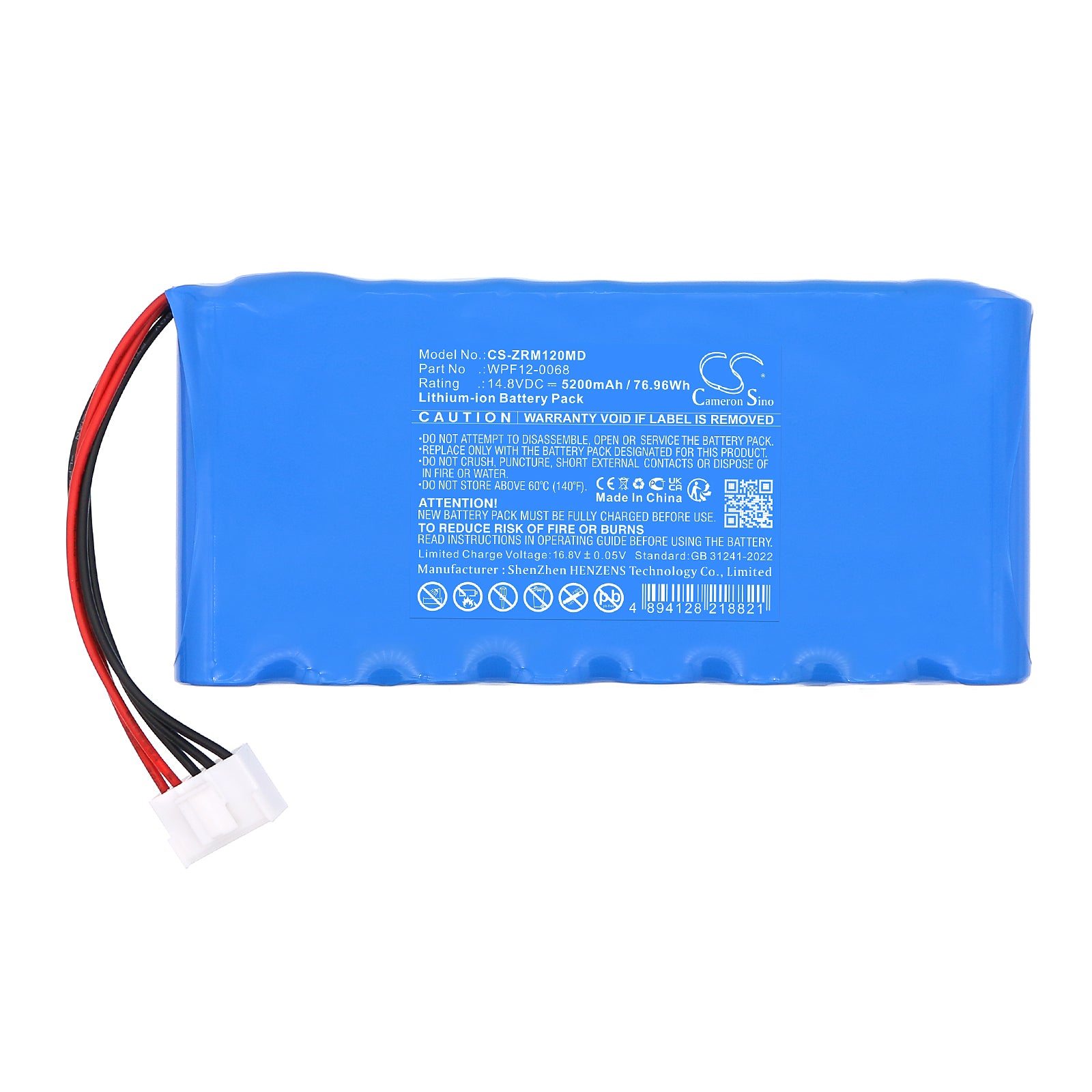 14.8V, Li-ion, 5200mAh, Battery fits Zoncare IMAC100, IMAC1200, 76.96Wh Medical Cameron Sino Technology Limited