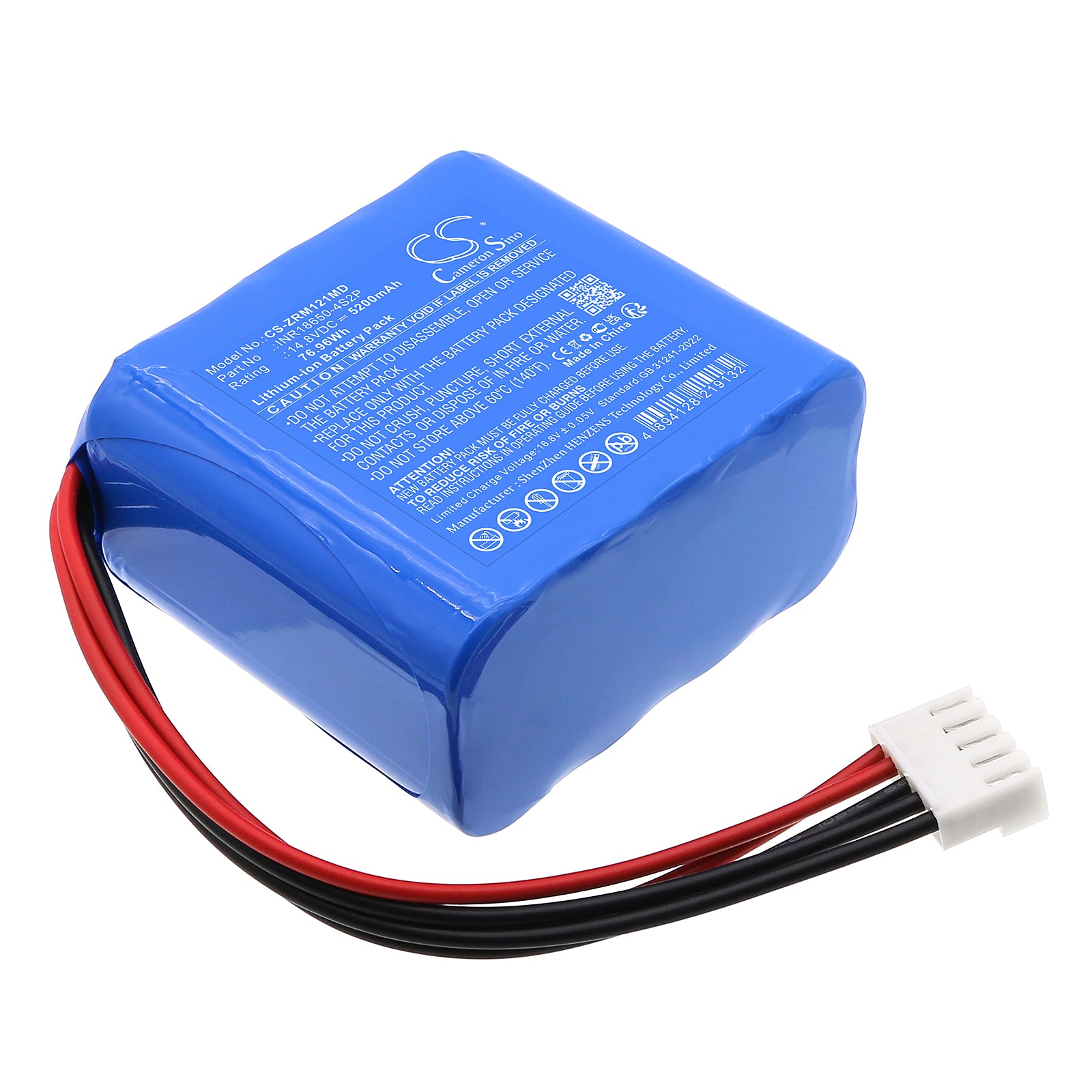 14.8V, Li-ion, 5200mAh, Battery fits Zoncare QZ-1212, 76.96Wh Medical Cameron Sino Technology Limited