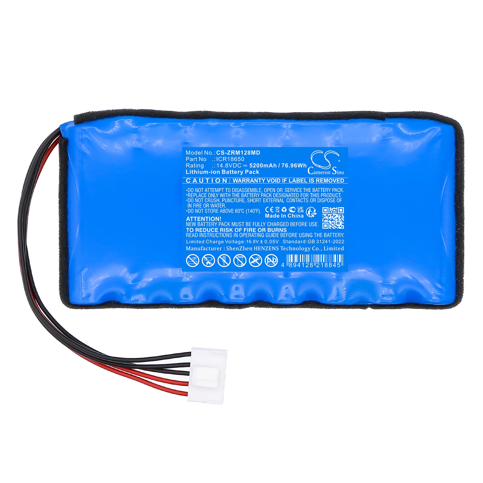 14.8V, Li-ion, 5200mAh, Battery fits Zoncare iMAC 120B, 76.96Wh Medical Cameron Sino Technology Limited