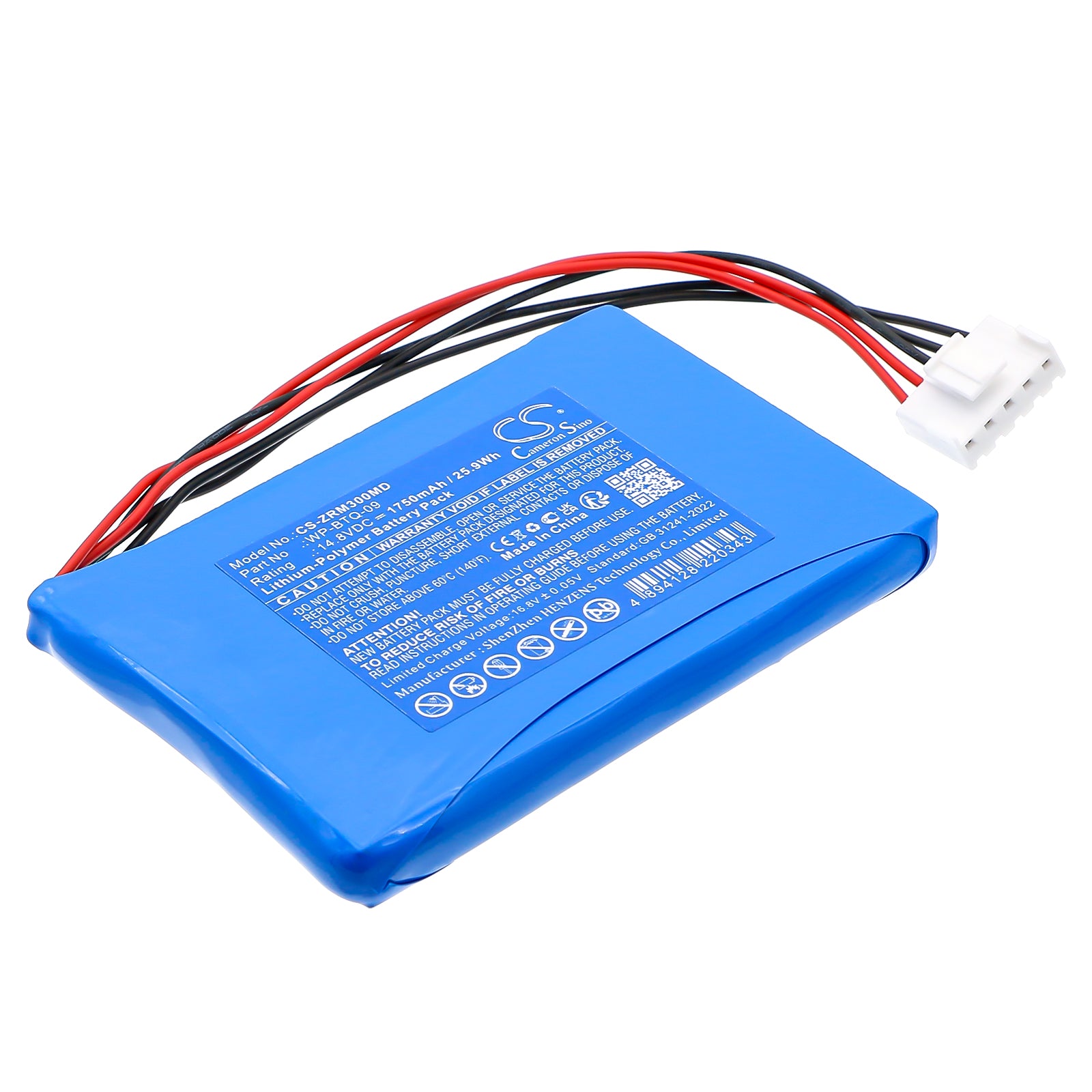 14.8V, Li-Polymer, 1750mAh, Battery fits Zoncare iMAC 300, 25.9Wh Medical Cameron Sino Technology Limited