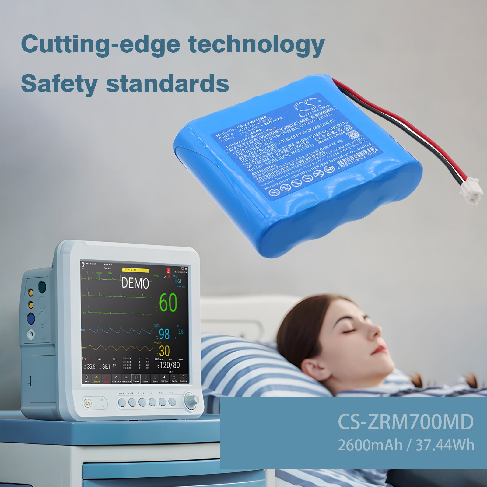 14.4V, Li-ion, 2600mAh, Battery fits Zoncare PM-7000, 37.44Wh Medical Cameron Sino Technology Limited