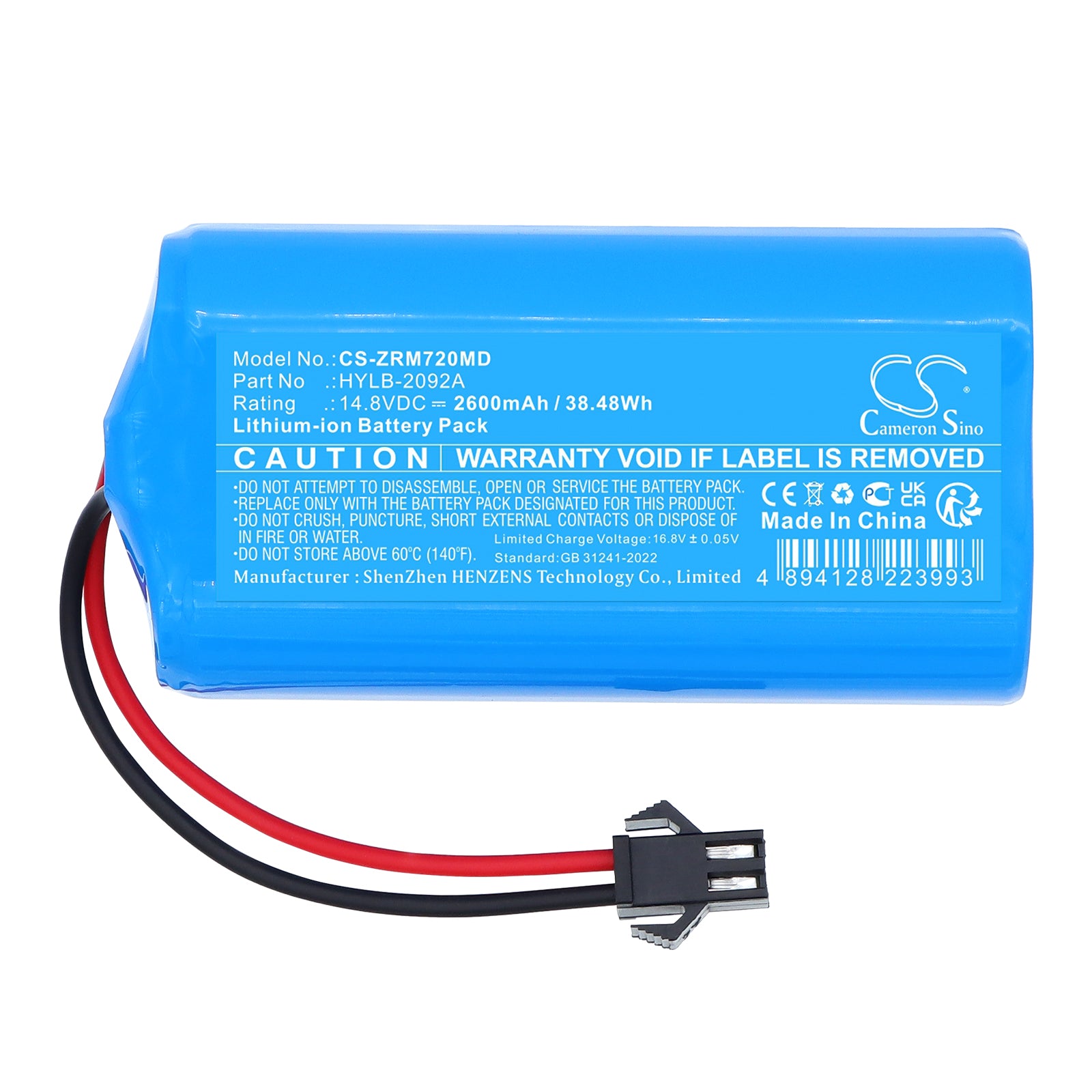 14.8V, Li-ion, 2600mAh, Battery fits Zoncare PM7000D, 38.48Wh Medical Cameron Sino Technology Limited