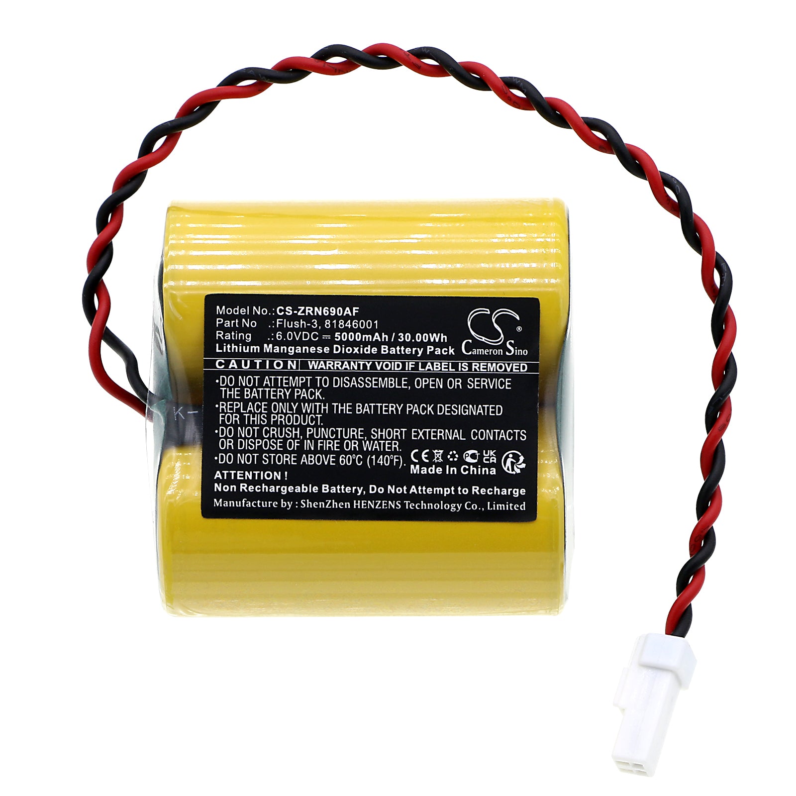 Li-MnO2, Automatic Flusher Battery fits Zurn P6900-gen, Z6912-gen, 6.0V, 5000mAh Automatic Flusher Cameron Sino Technology Limited