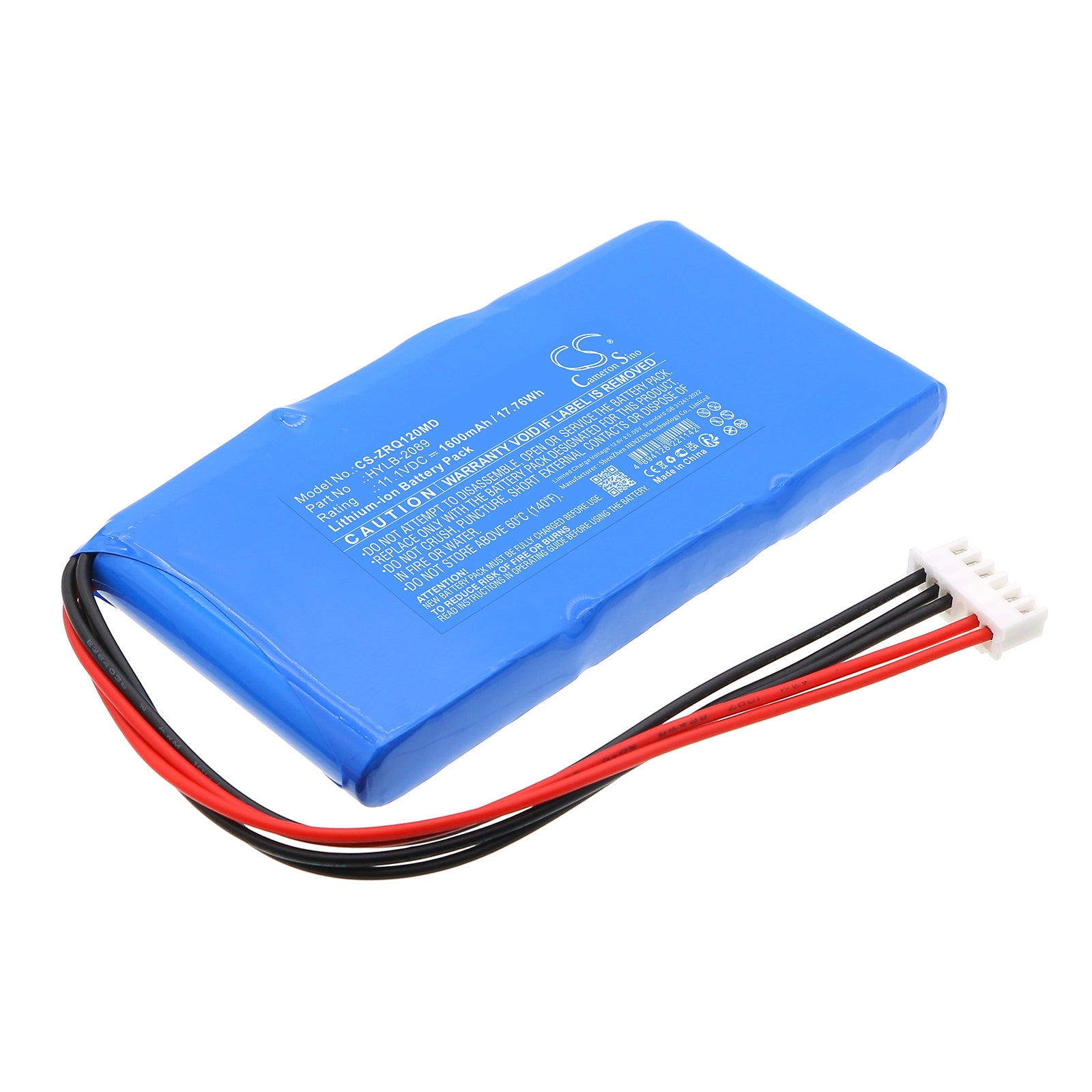 11.1V, Li-ion, 1600mAh, Battery fits Zoncare ZQ-1201G, ZQ-1203G | KAIJIN KX-1203, 17.76Wh Medical Cameron Sino Technology Limited