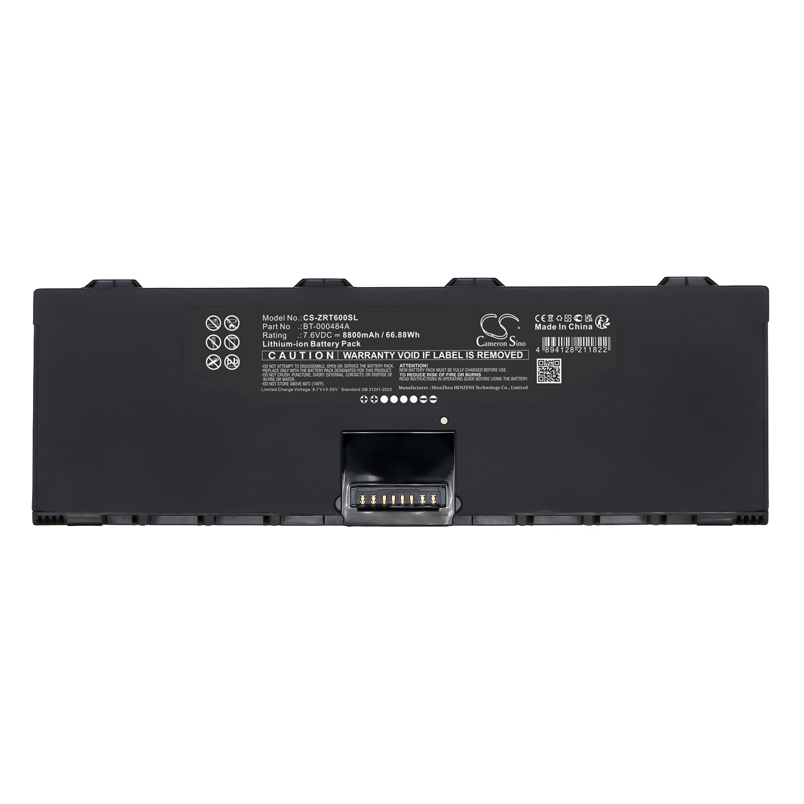 7.6V, Li-ion, 8800mAh, Battery fits Zebra ET6X, ET6XW, 66.88Wh Tablet Cameron Sino Technology Limited