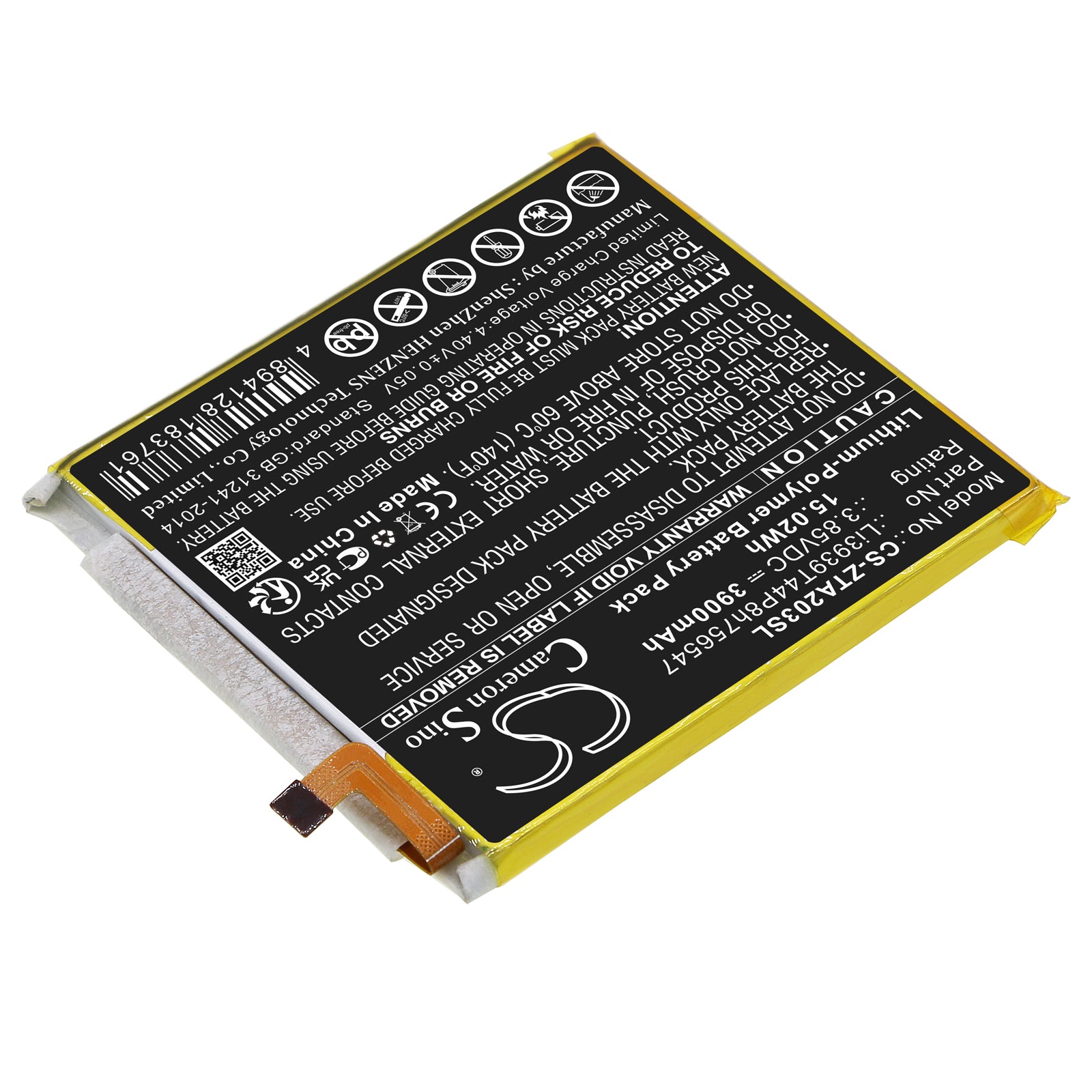 Li-Polymer, Mobile, SmartPhone Battery fits Zte A2020, A2020n2, 3.85V, 3900mAh Mobile, SmartPhone Cameron Sino Technology Limited