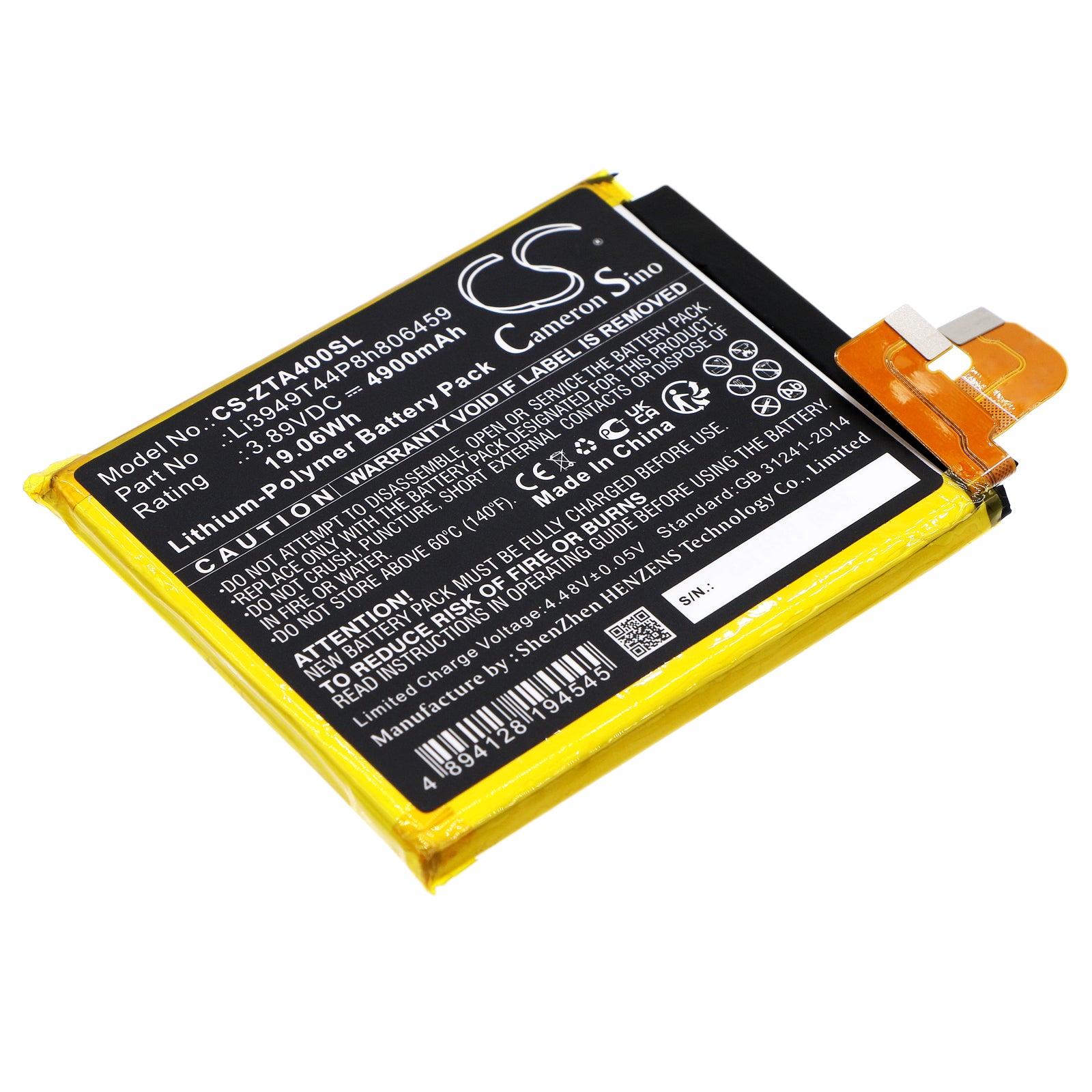 Li-Polymer, Mobile, SmartPhone Battery fits Zte A2023p, A2023ph, 3.89V, 4900mAh Mobile, SmartPhone Cameron Sino Technology Limited