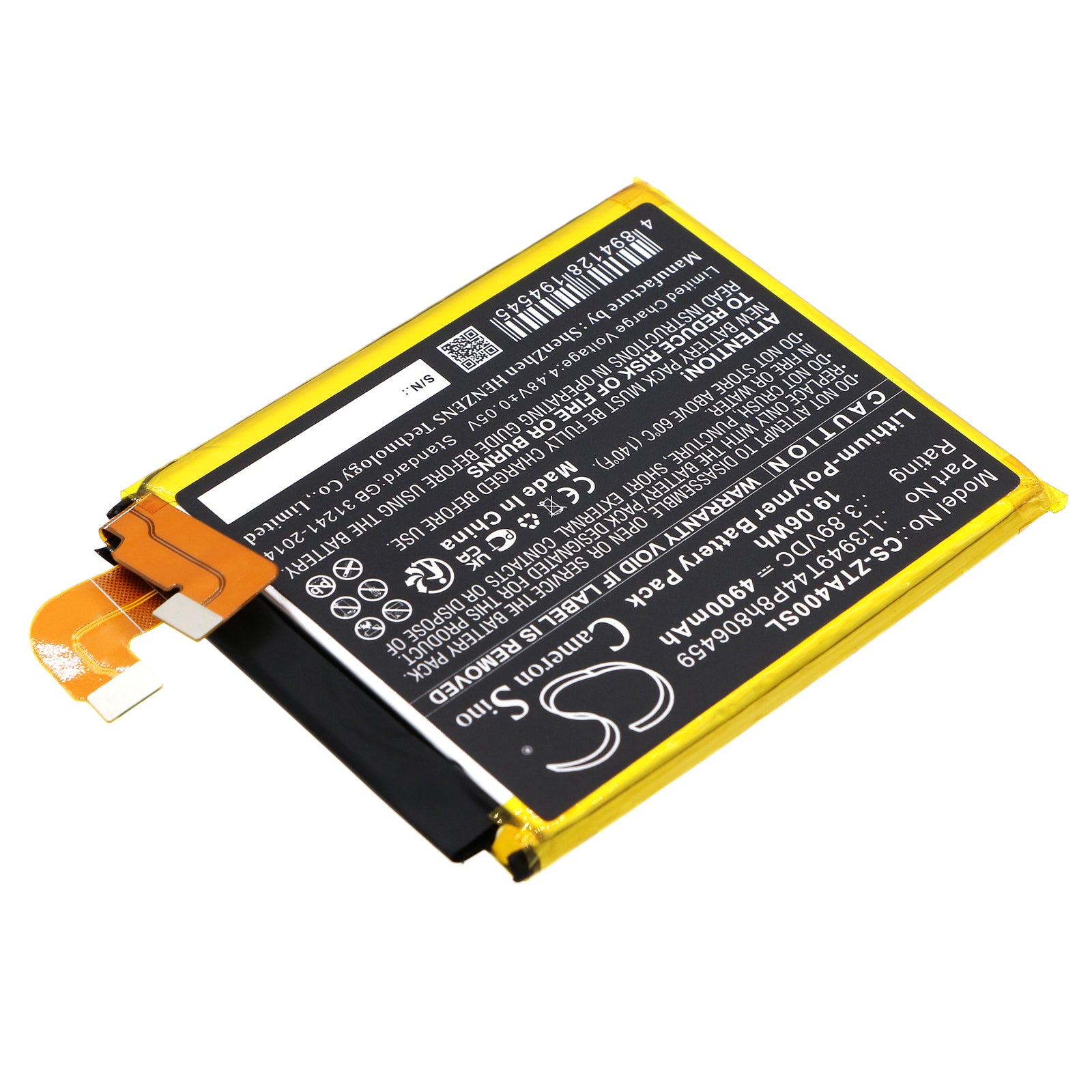Li-Polymer, Mobile, SmartPhone Battery fits Zte A2023p, A2023ph, 3.89V, 4900mAh Mobile, SmartPhone Cameron Sino Technology Limited