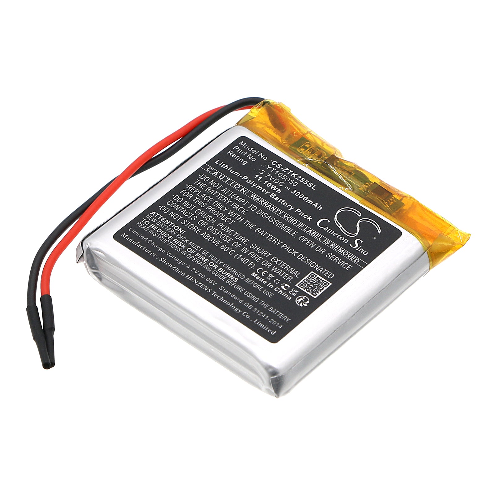 Li-Polymer, Equipment, Survey, Test Battery fits Zkteco Aqd-v43-w, Multifunctional Air Quality De, 3.7V, 3000mAh Equipment, Survey, Test Cameron Sino Technology Limited
