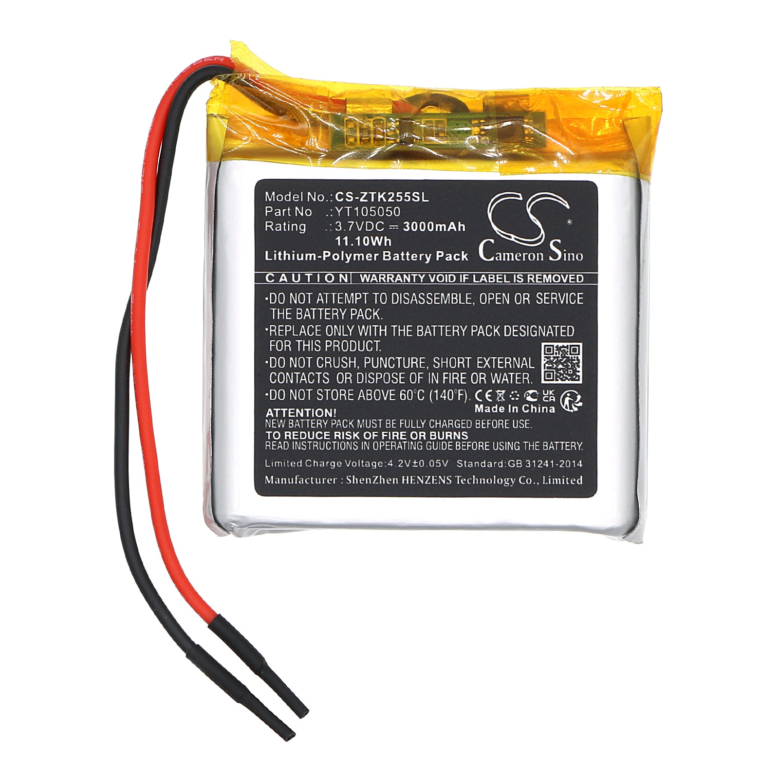 Li-Polymer, Equipment, Survey, Test Battery fits Zkteco Aqd-v43-w, Multifunctional Air Quality De, 3.7V, 3000mAh Equipment, Survey, Test Cameron Sino Technology Limited