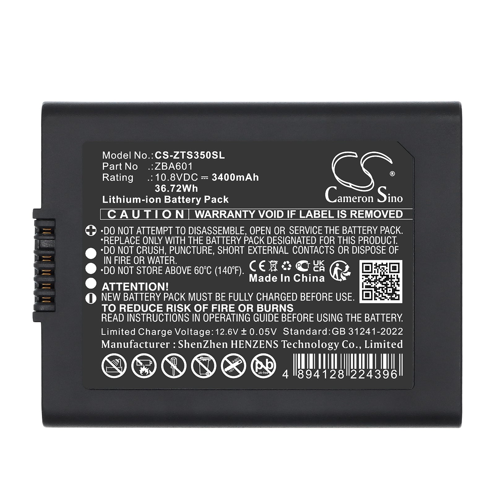 10.8V, Li-ion, 3400mAh, Battery fits GeoMax Zenith 35 GPS GNSS, Zenith35, 36.72Wh Equipment, Survey, Test Cameron Sino Technology Limited