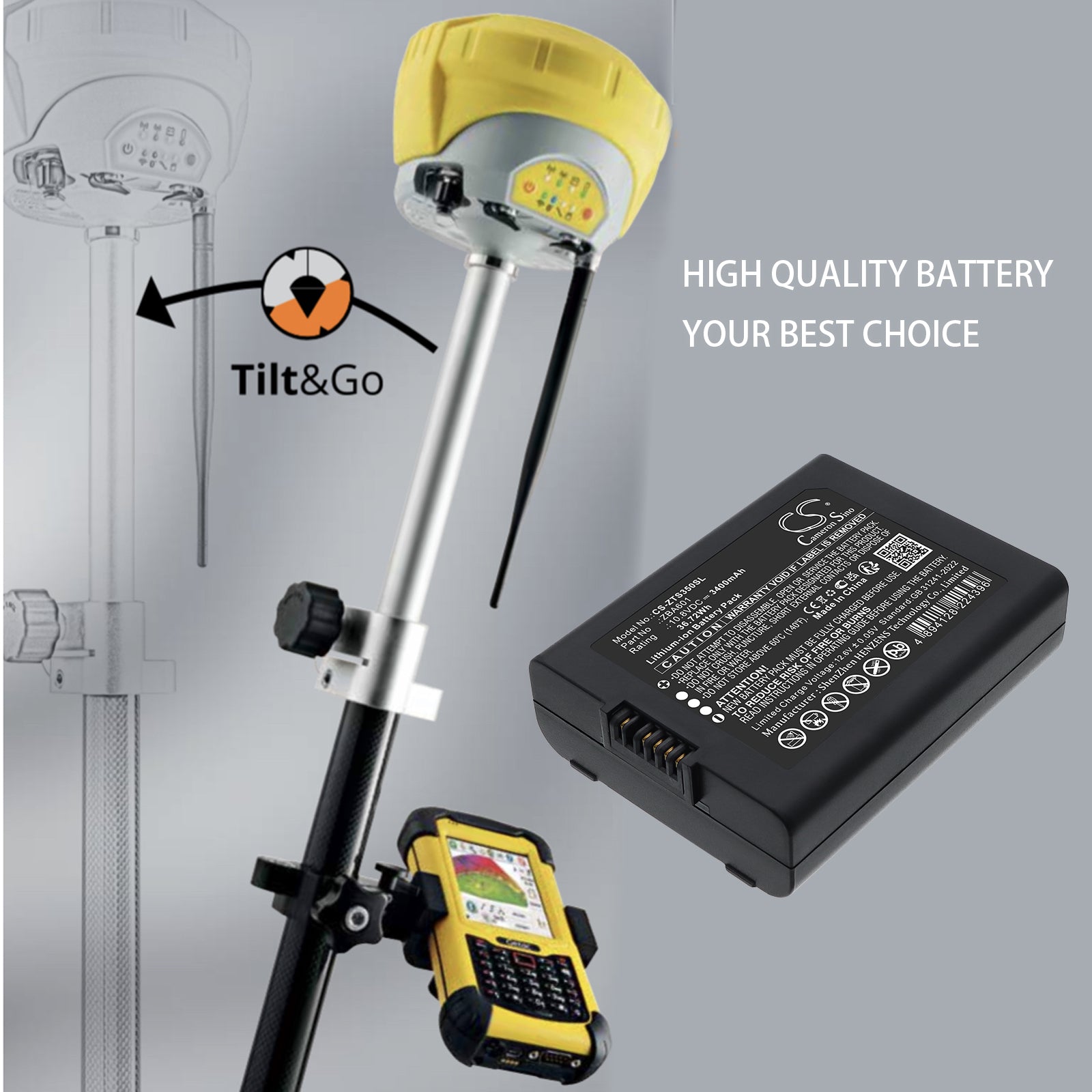10.8V, Li-ion, 3400mAh, Battery fits GeoMax Zenith 35 GPS GNSS, Zenith35, 36.72Wh Equipment, Survey, Test Cameron Sino Technology Limited