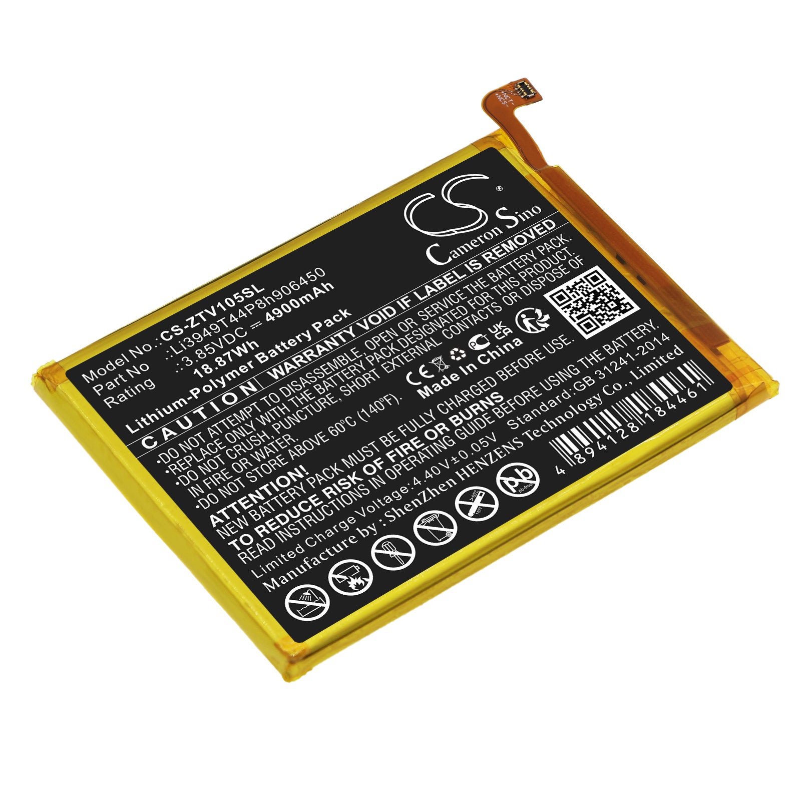 Li-Polymer, Mobile, SmartPhone Battery fits Zte 8010, Blade 20 Smart, 3.85V, 4900mAh Mobile, SmartPhone Cameron Sino Technology Limited