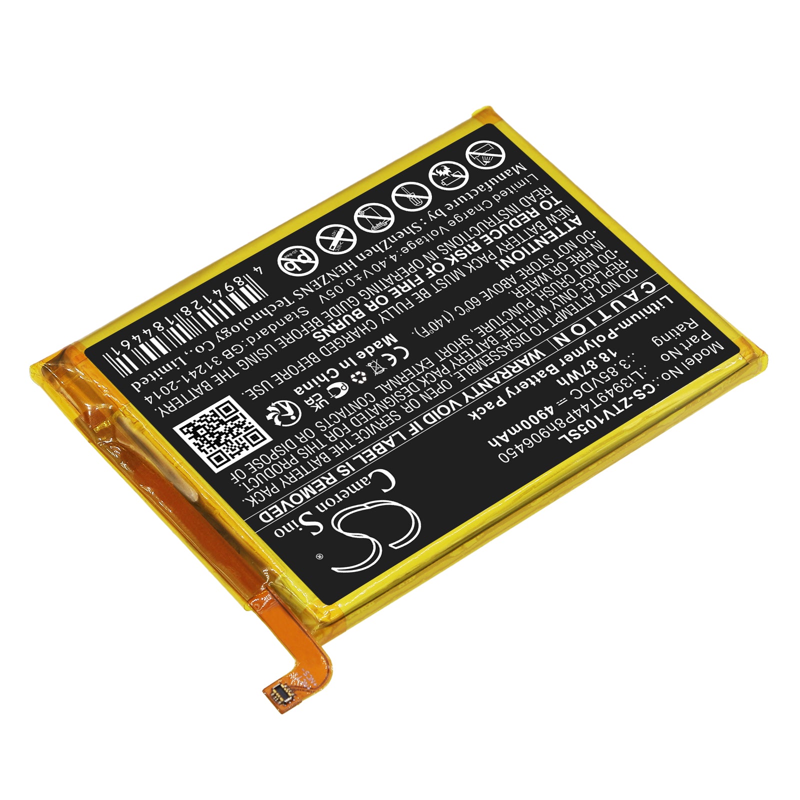 Li-Polymer, Mobile, SmartPhone Battery fits Zte 8010, Blade 20 Smart, 3.85V, 4900mAh Mobile, SmartPhone Cameron Sino Technology Limited