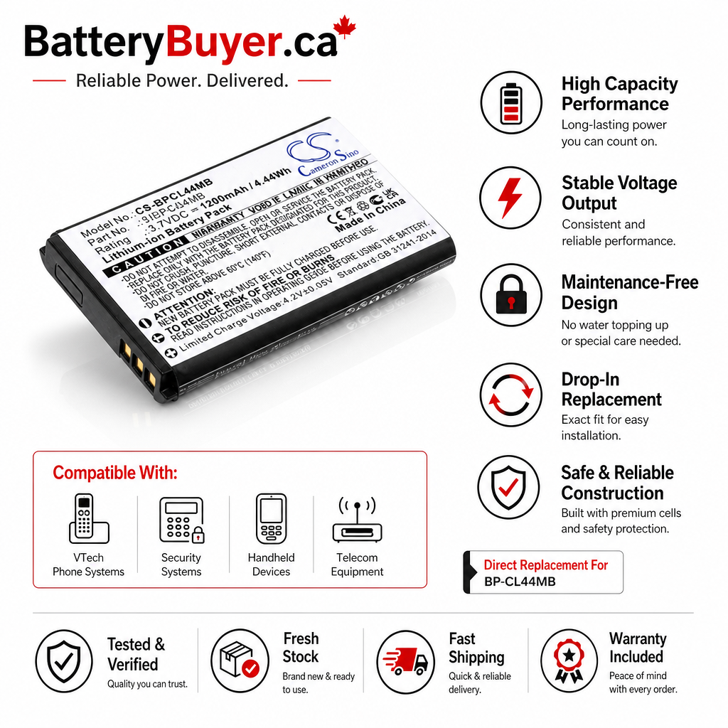 Li-ion, BabyPhone Battery fits Babymoov Touch Screen A014407, Yoo-feel, 3.7V, 1200mAh BabyPhone Cameron Sino Technology Limited