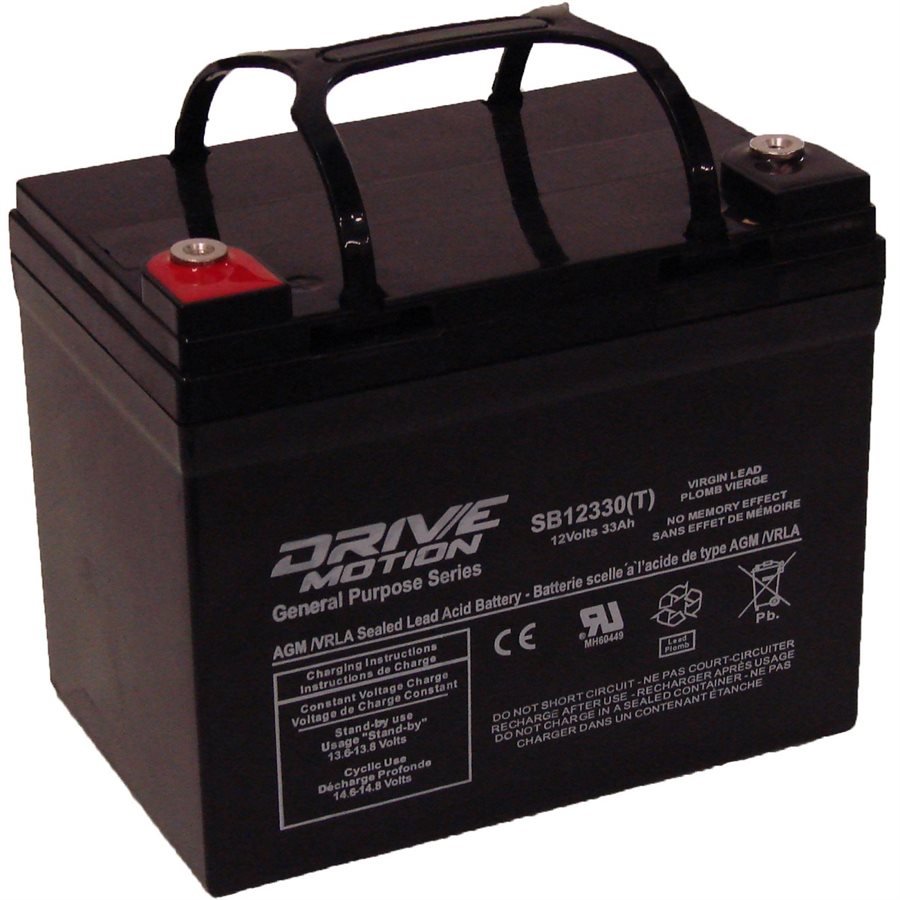 AGM Battery fits 12V-33 Ah (U1) Threaded Terminal Sealed Lead Acid Batteries Drivemotion