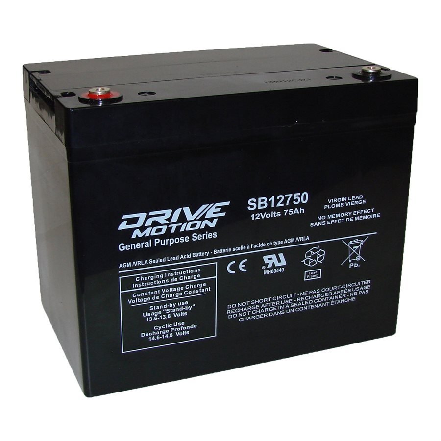 AGM Battery fits 12V-75 Ah (24) Threaded Terminal Sealed Lead Acid Batteries Drivemotion