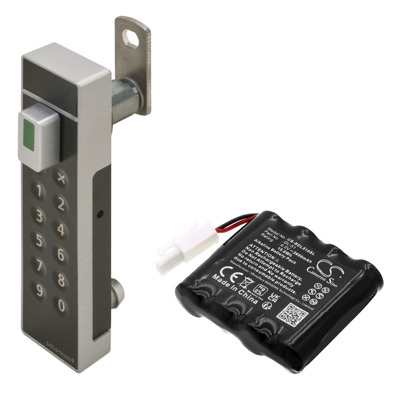 Alkaline, Door Lock Battery fits Sag Megalock, Safe-o-pin, 6.0V, 2600mAh Door Lock Cameron Sino Technology Limited