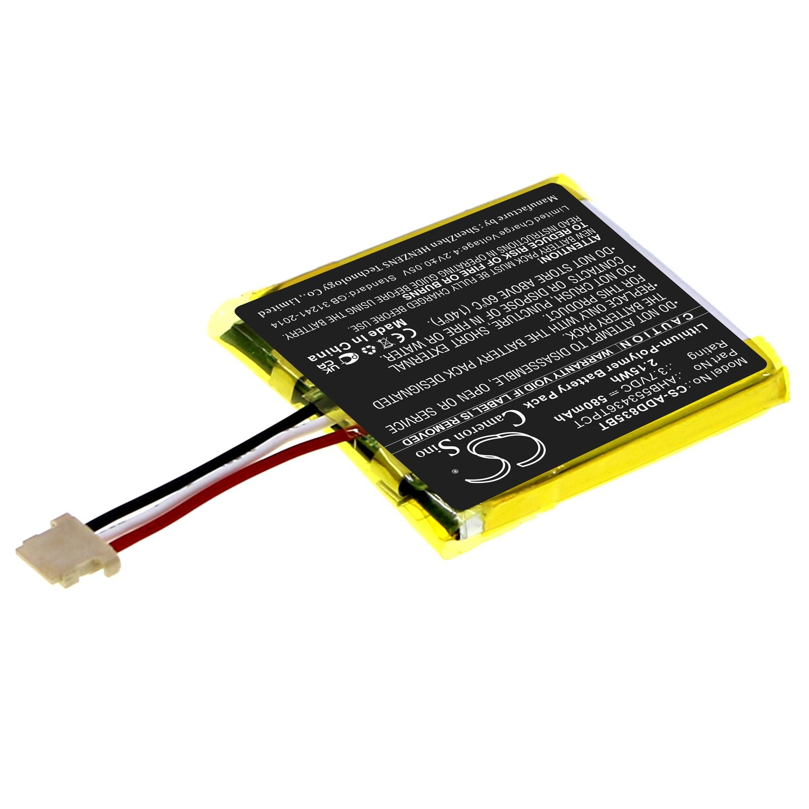 Battery fits Adt Dbc835, Dbc835-v2, 2.15Wh, 3.7V, Li-Polymer, 580mAh Home Security Camera Cameron Sino Technology Limited