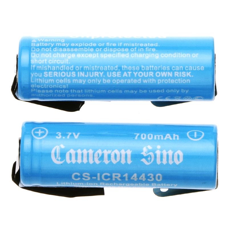 CS-ICR14430NF Li-ion Battery Includes 2pcs Pack With Tabs 3.7V, 700mAh 14430 Cameron Sino Technology Limited