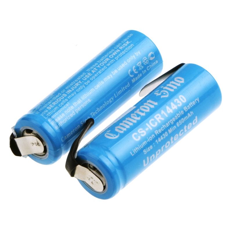 CS-ICR14430NT Li-ion Battery Includes 2pcs Pack With Solder Tabs 3.7V, 700mAh 14430 Cameron Sino Technology Limited