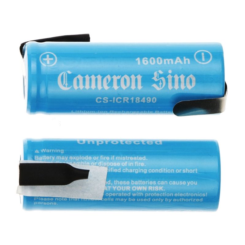 CS-ICR18490NR Li-ion Battery Includes 2pcs Pack With Solder Tabs 3.7V, 1600mAh 18490 Cameron Sino Technology Limited