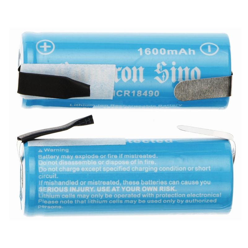 CS-ICR18490NT Li-ion Battery Includes 2pcs Pack With Solder Tabs 3.7V, 1600mAh 18490 Cameron Sino Technology Limited
