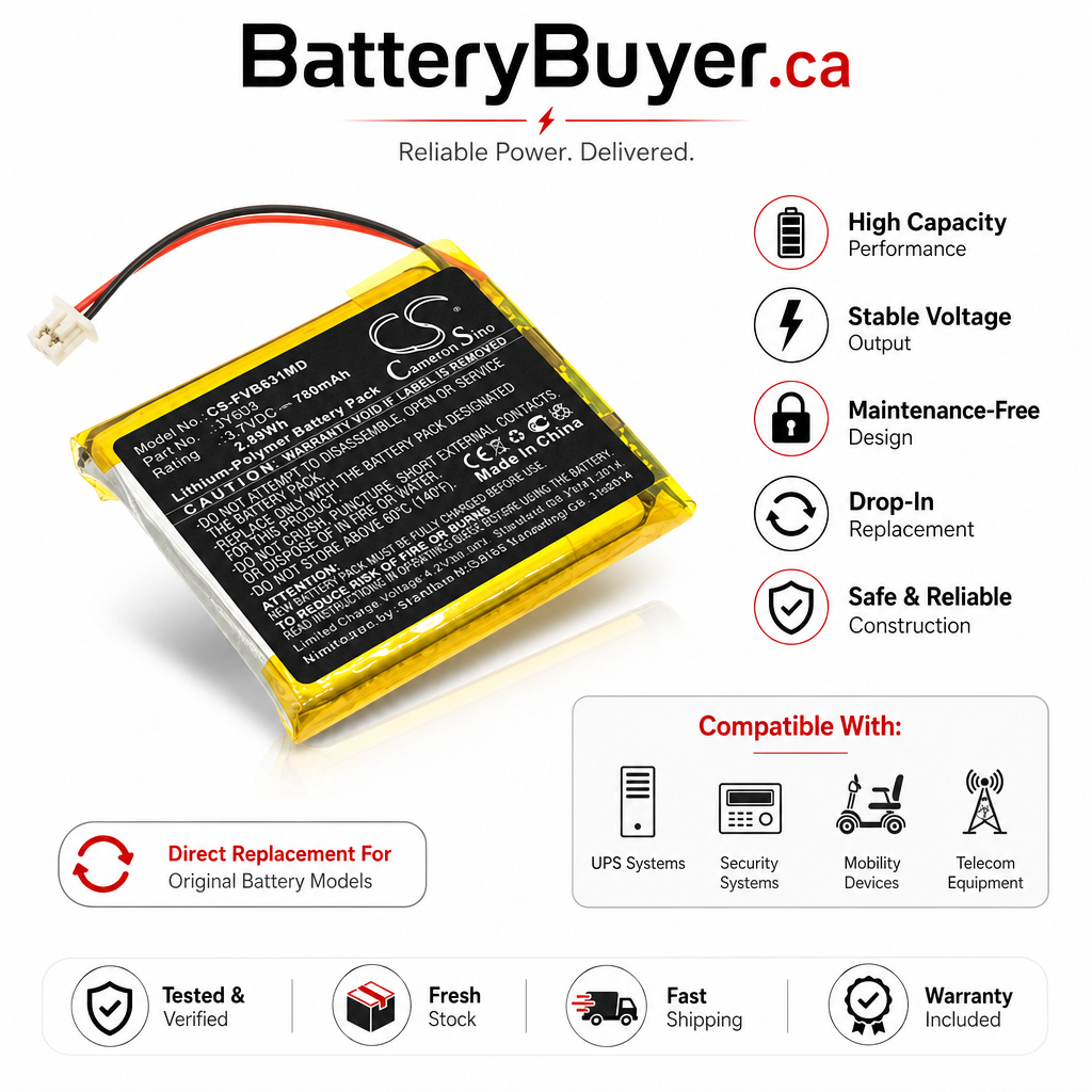 Li-Polymer, BabyPhone Battery fits Floureon Vb601, Vb603, 3.7V, 750mAh BabyPhone Cameron Sino Technology Limited