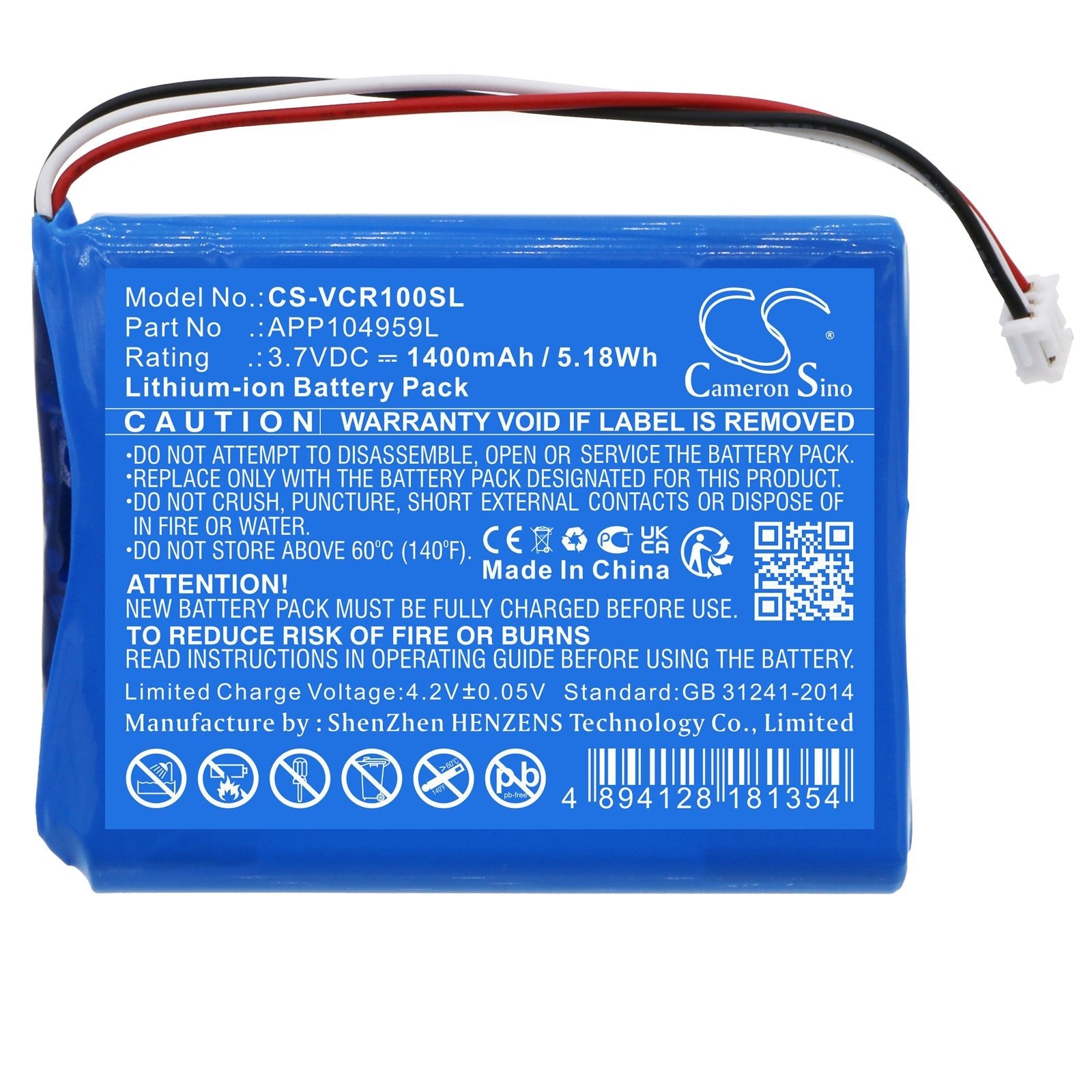 Li-ion, Amplifier Battery fits Venturecraft Valoq, 3.7V, 1400mAh Amplifier Cameron Sino Technology Limited