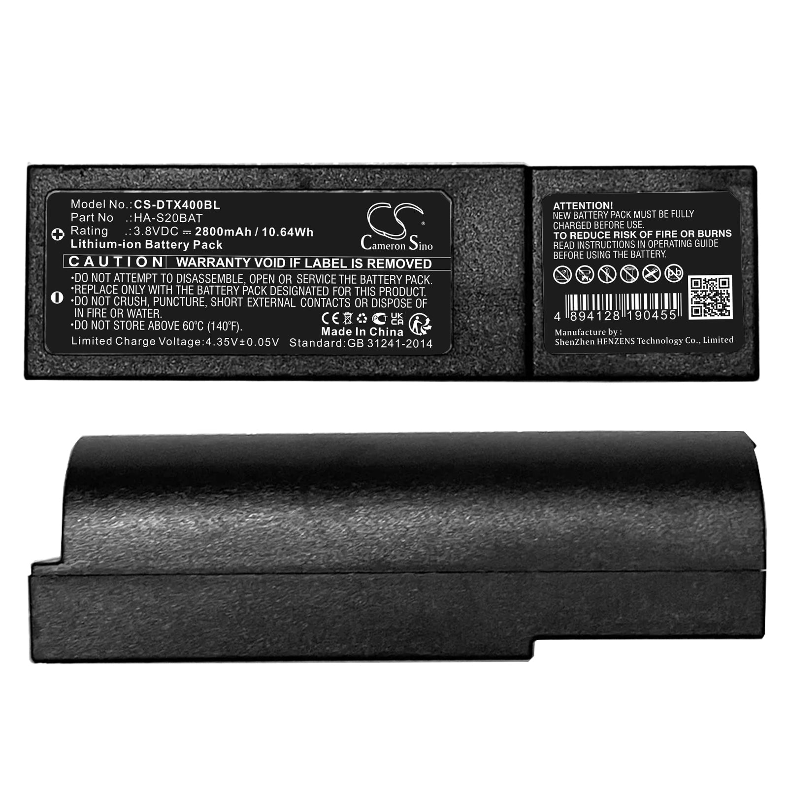 Li-ion, Barcode Scanner Battery fits Casio Dt-x400, Dt-x450, 3.8V, 2800mAh Barcode Scanner Cameron Sino Technology Limited
