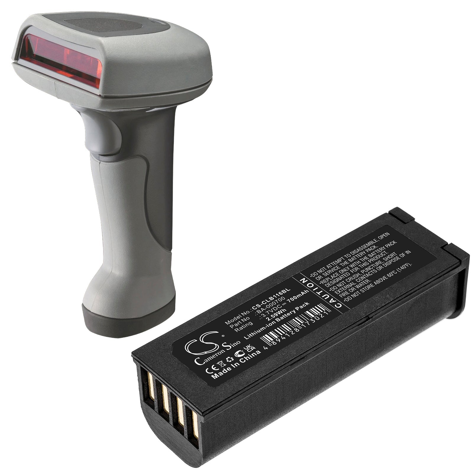 Li-ion, Barcode Scanner Battery fits Cipherlab 1166, 1266, 3.7V, 700mAh Barcode Scanner Cameron Sino Technology Limited