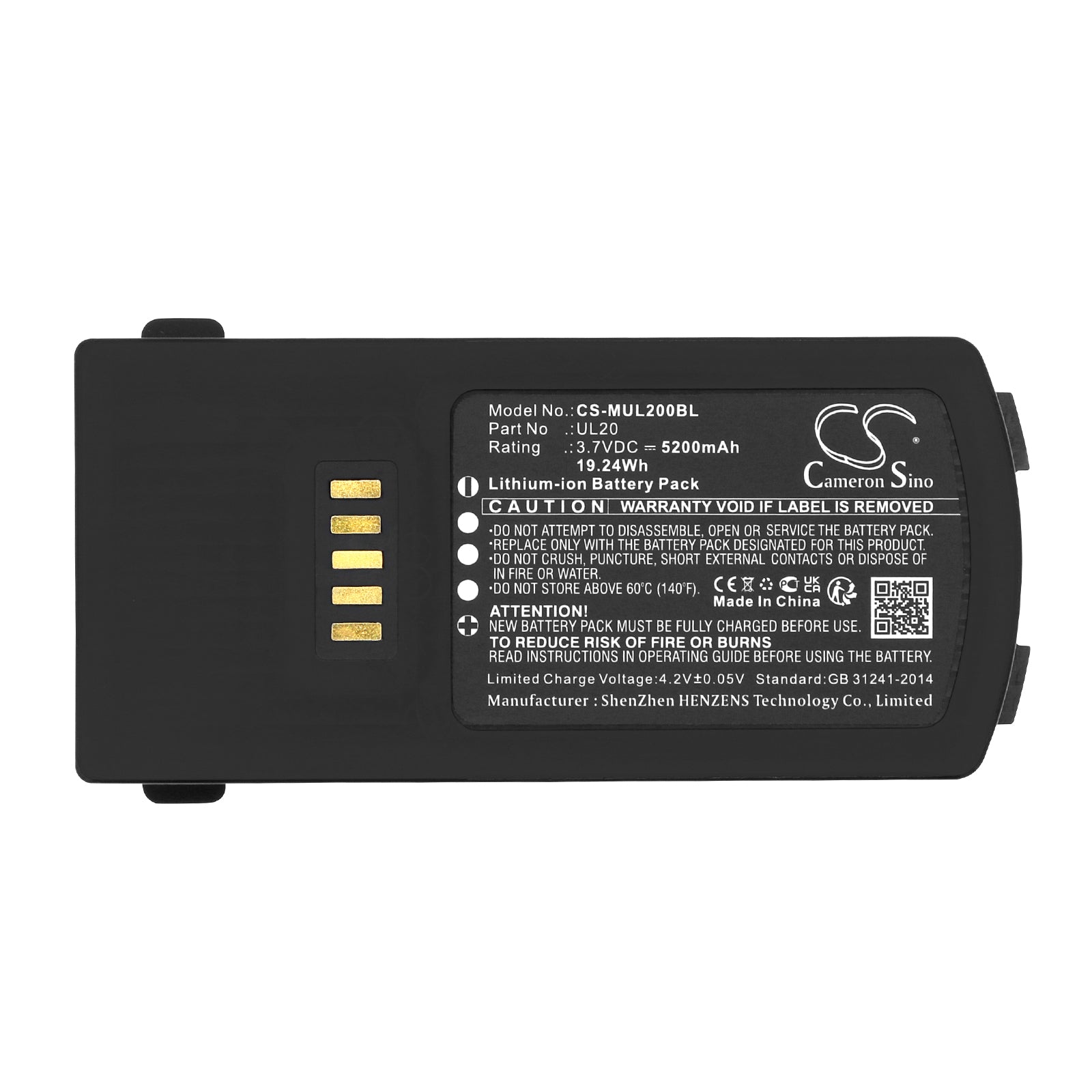 Li-ion, Barcode Scanner Battery fits M3 Mobile Ul20, Ul20f, 3.7V, 5200mAh Barcode Scanner Cameron Sino Technology Limited