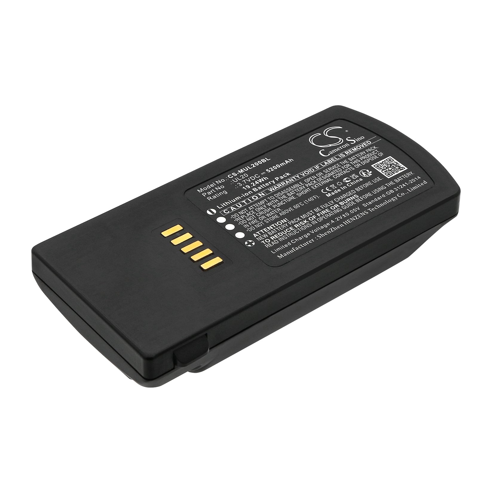 Li-ion, Barcode Scanner Battery fits M3 Mobile Ul20, Ul20f, 3.7V, 5200mAh Barcode Scanner Cameron Sino Technology Limited