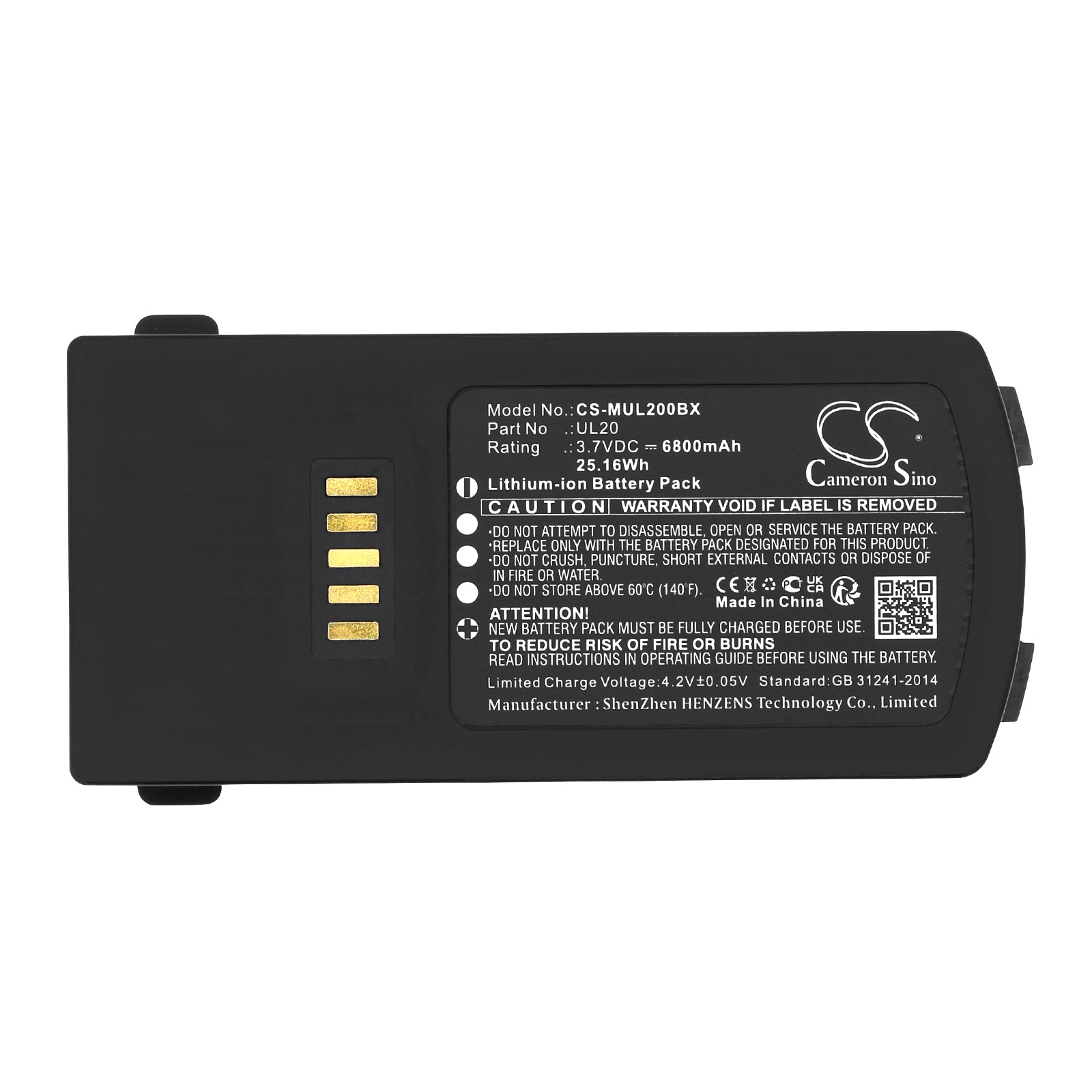Li-ion, Barcode Scanner Battery fits M3 Mobile Ul20, Ul20f, 3.7V, 6800mAh Barcode Scanner Cameron Sino Technology Limited