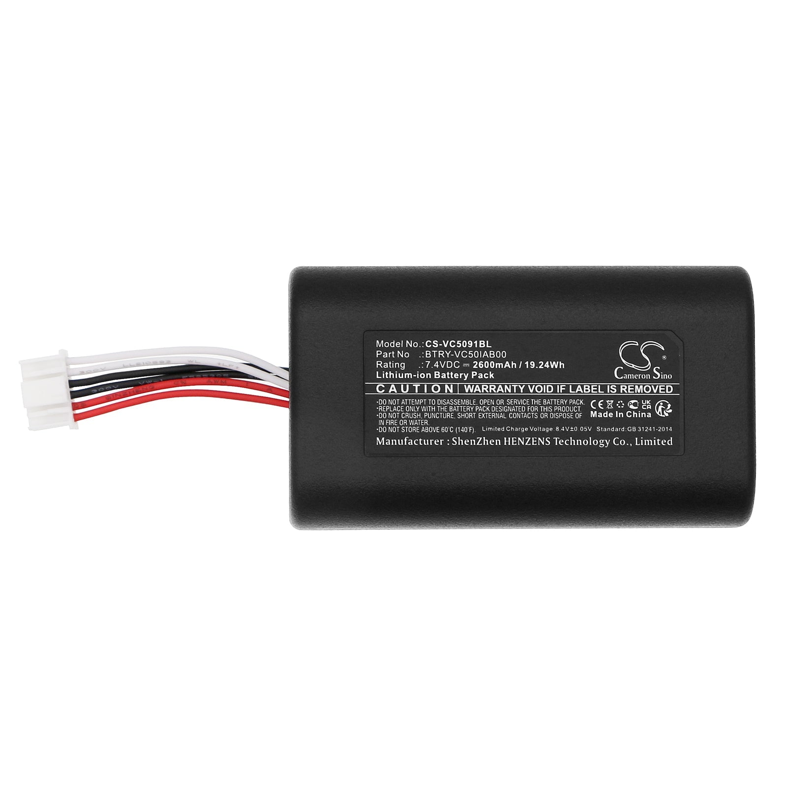 Li-ion, Barcode Scanner Battery fits Symbol Vc5090, Vc5090-ma0ql0gh6ww, 7.4V, 2600mAh Barcode Scanner Cameron Sino Technology Limited