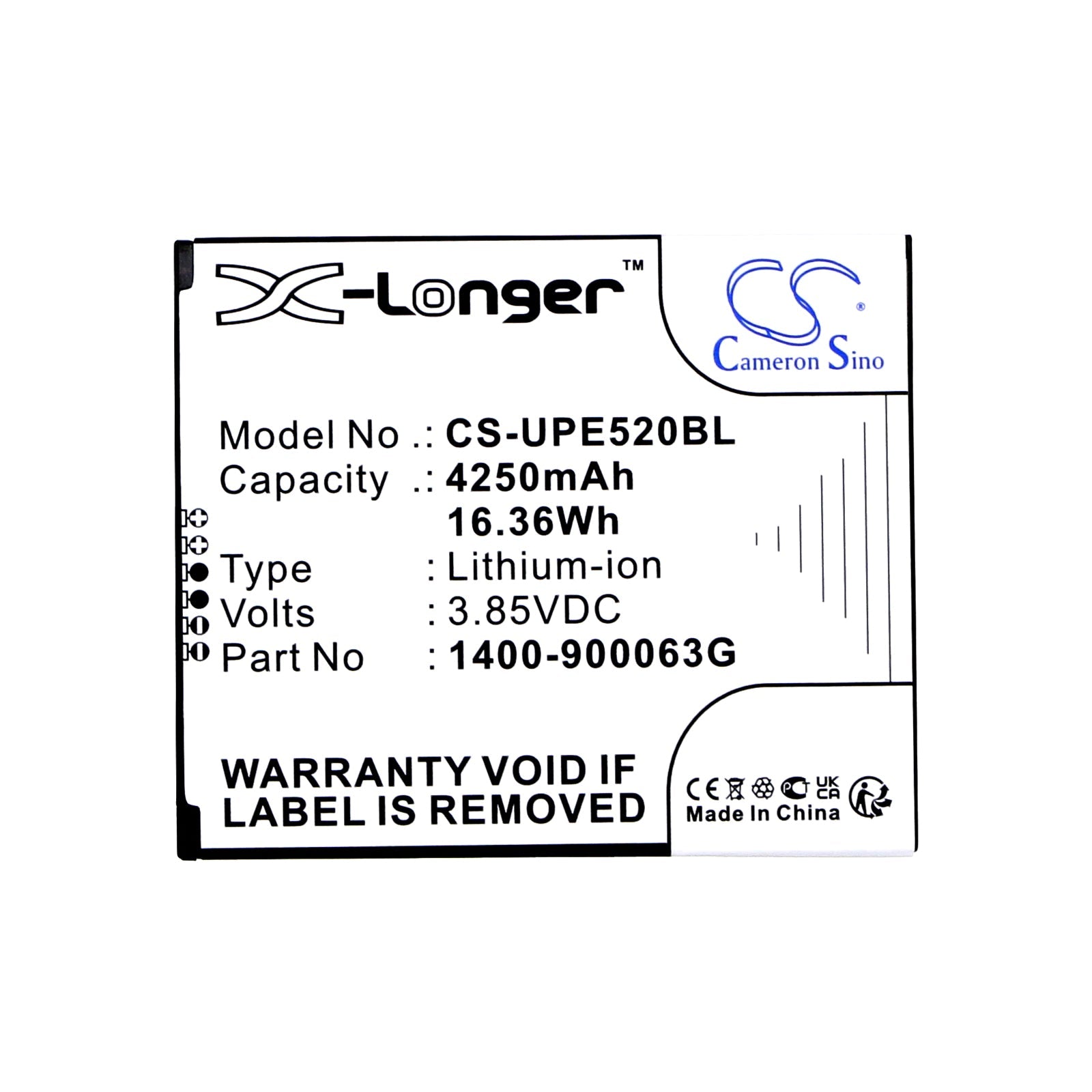 Li-ion, Barcode Scanner Battery fits Unitech Ea520, 3.85V, 4250mAh Barcode Scanner Cameron Sino Technology Limited