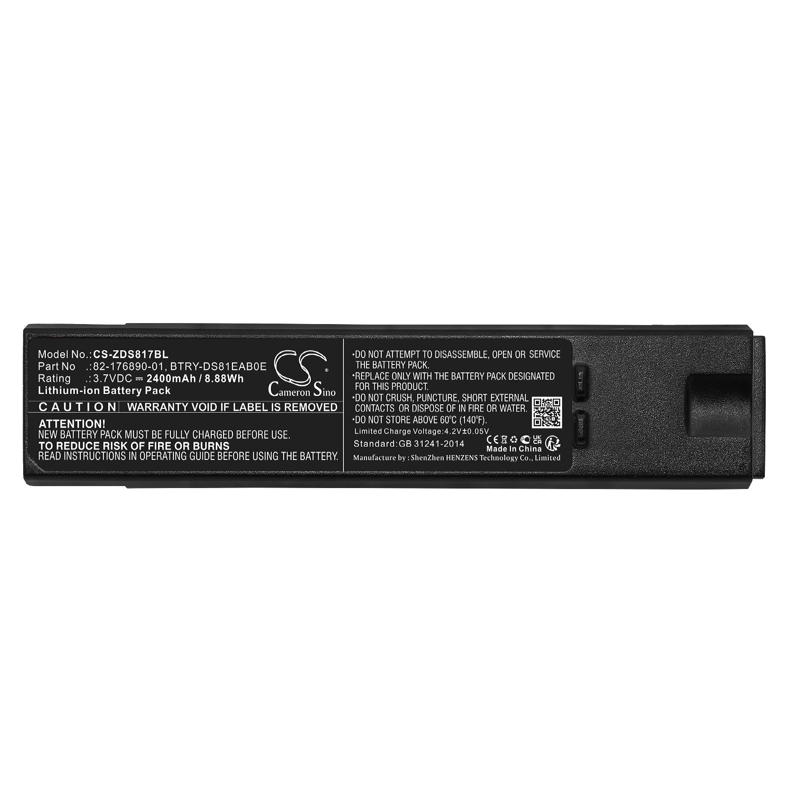 Li-ion, Barcode Scanner Battery fits Zebra Ds8100, Ds8170, 3.7V, 2400mAh Barcode Scanner Cameron Sino Technology Limited