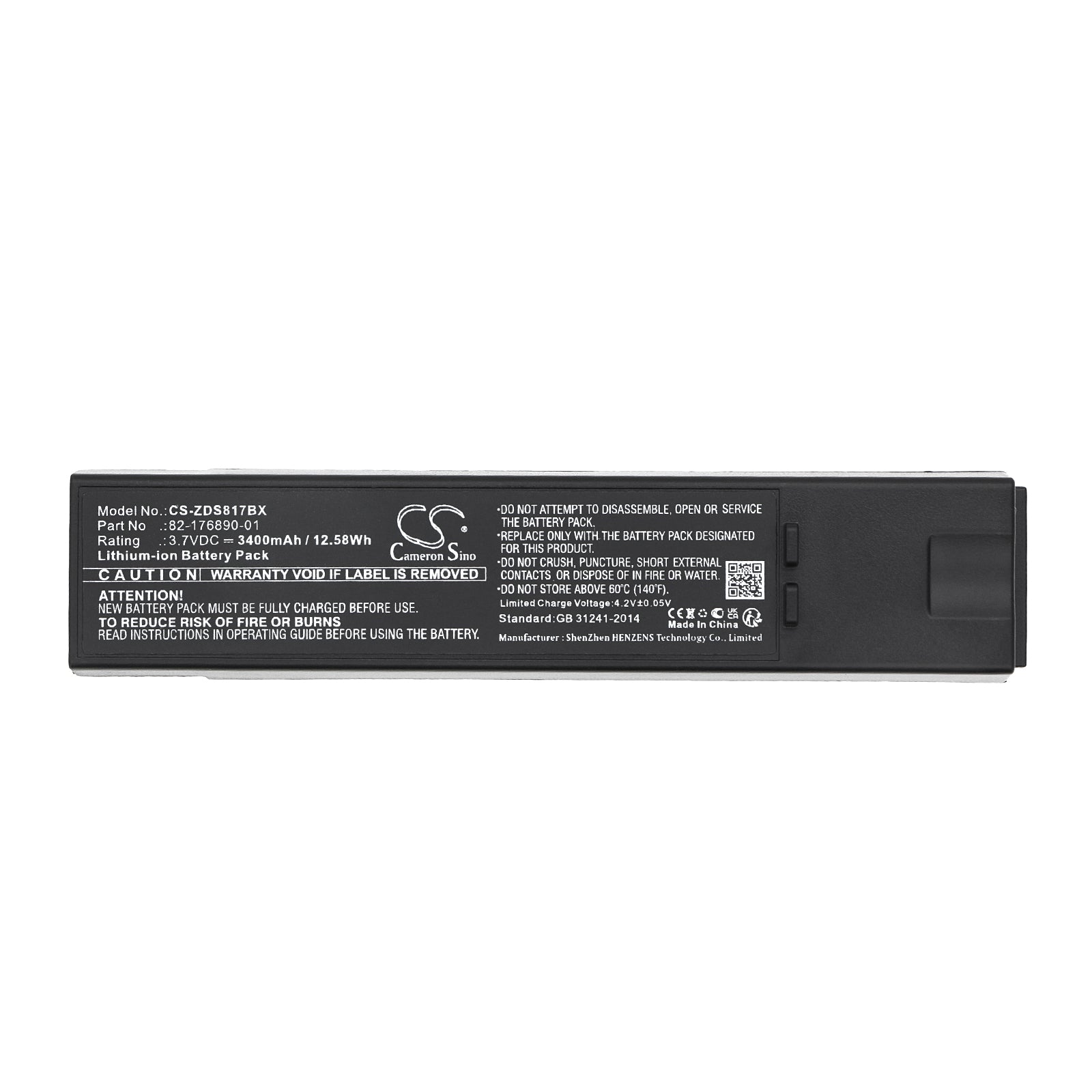 Li-ion, Barcode Scanner Battery fits Zebra Ds8100, Ds8170, 3.7V, 3400mAh Barcode Scanner Cameron Sino Technology Limited